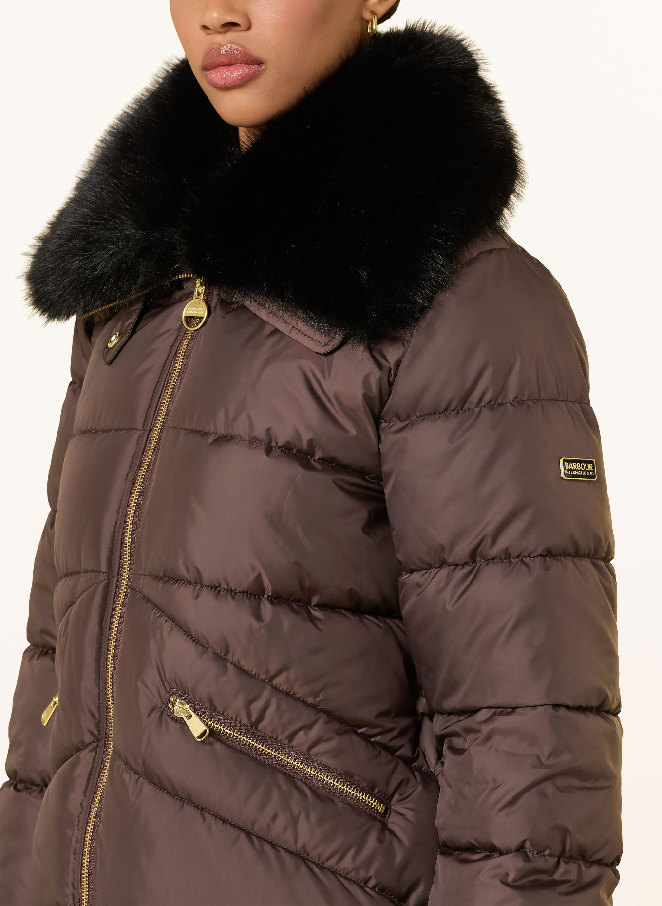 BARBOUR INTERNATIONAL Steppjacke CYRUS mit Kunstfell: BRAUN