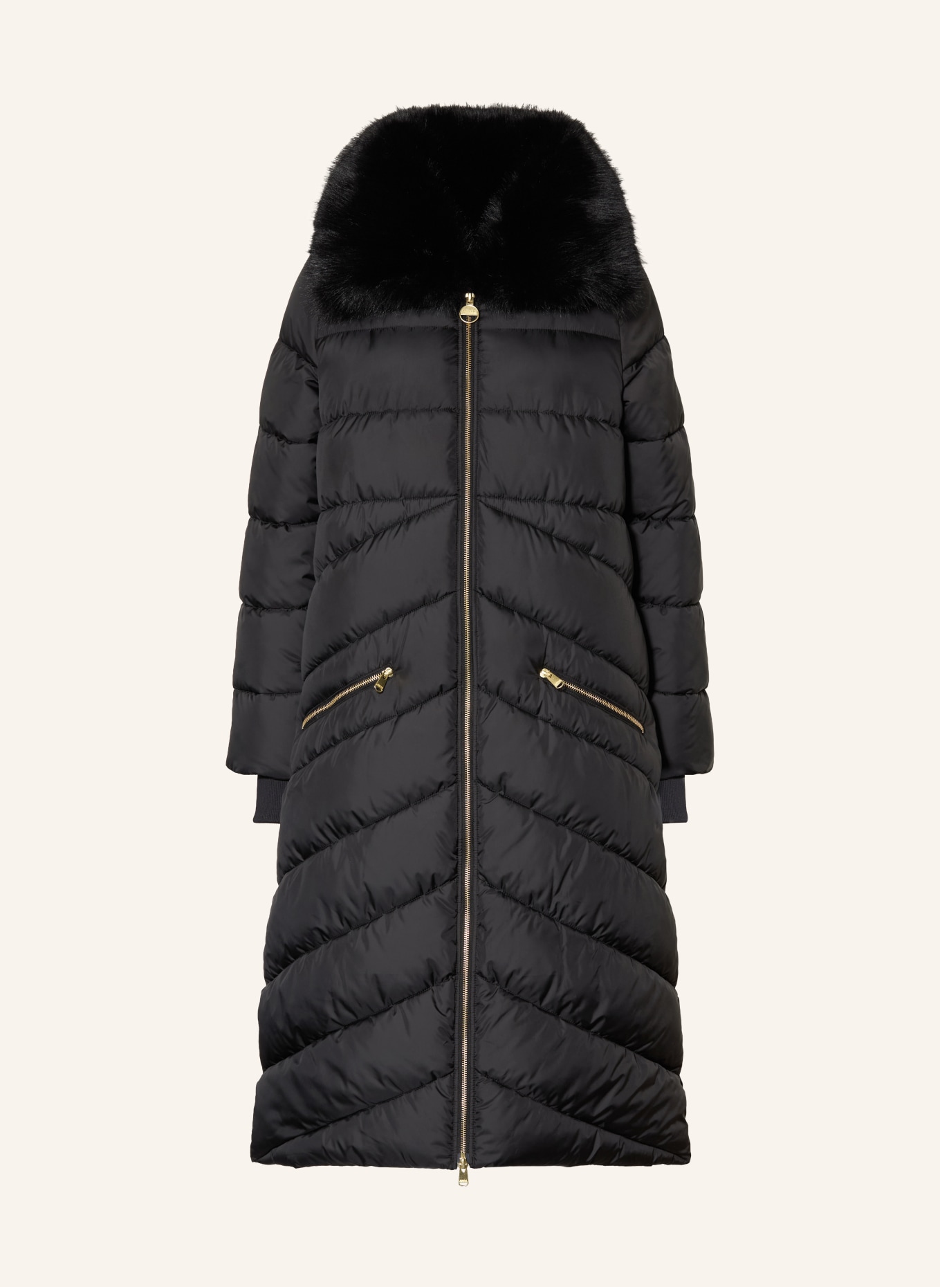 BARBOUR INTERNATIONAL LONGLINE CYRUS Quilted Coat: BLACK