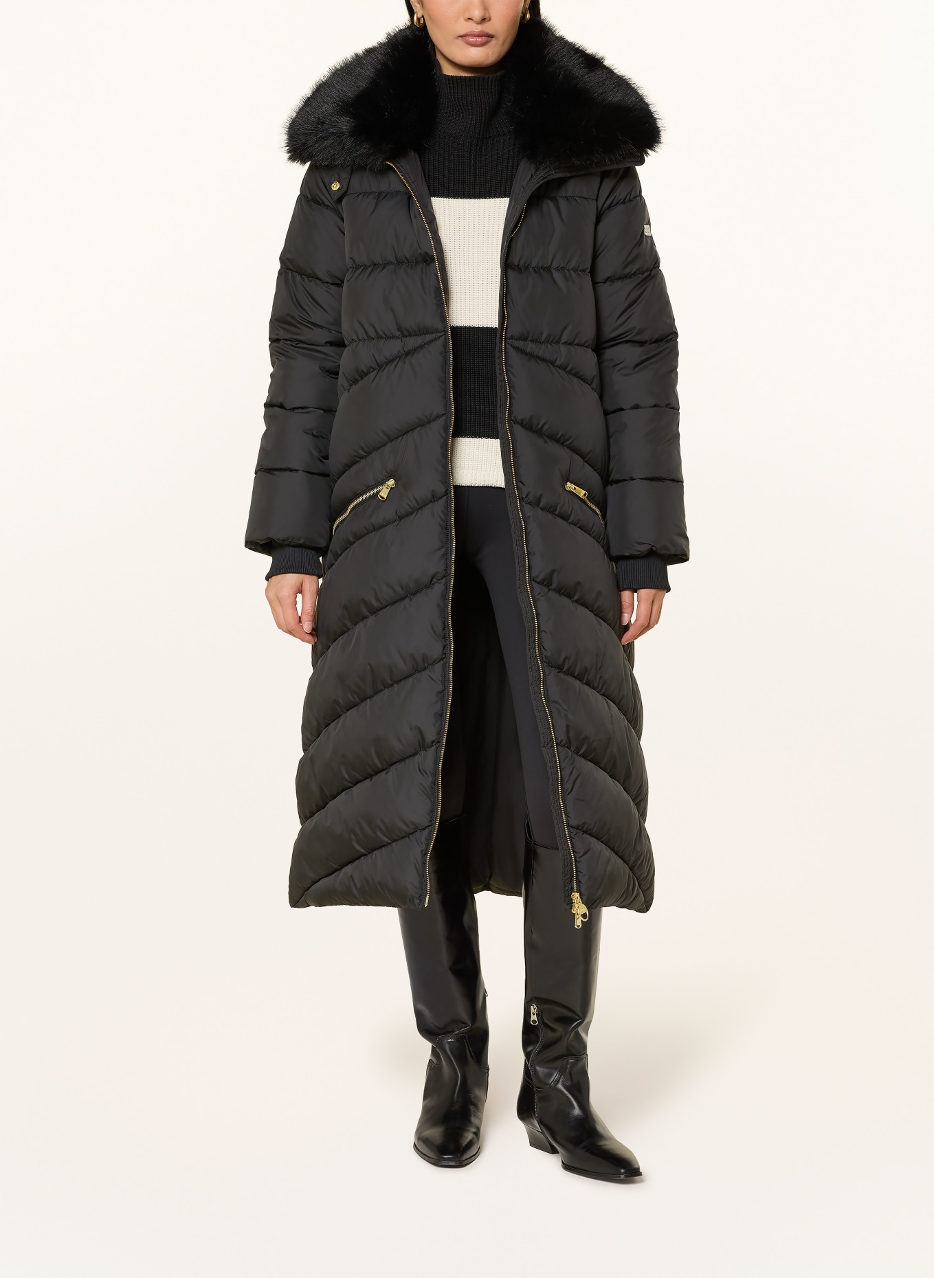 BARBOUR INTERNATIONAL LONGLINE CYRUS Quilted Coat: BLACK