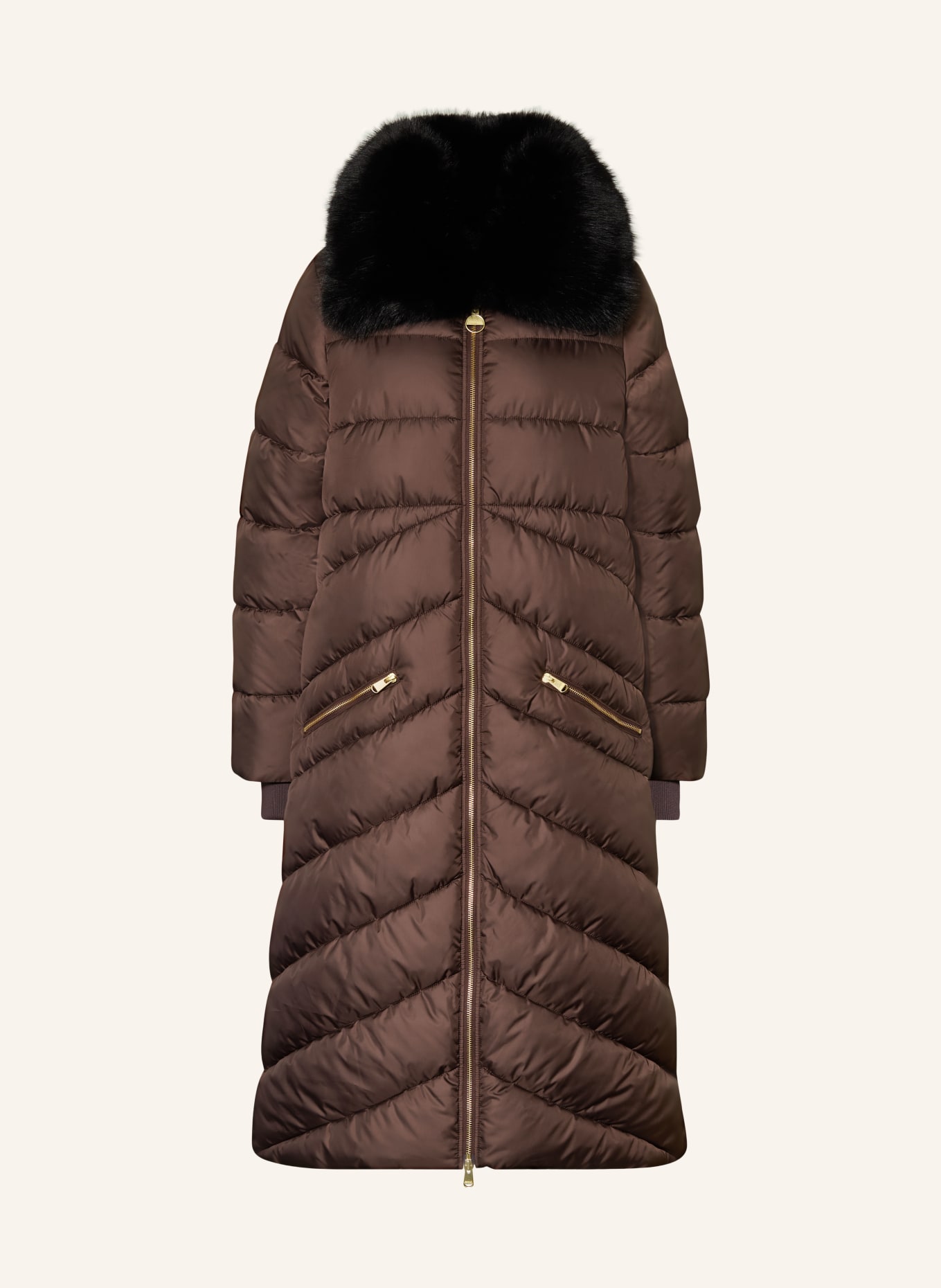 BARBOUR INTERNATIONAL LONGLINE CYRUS Quilted Coat: BROWN