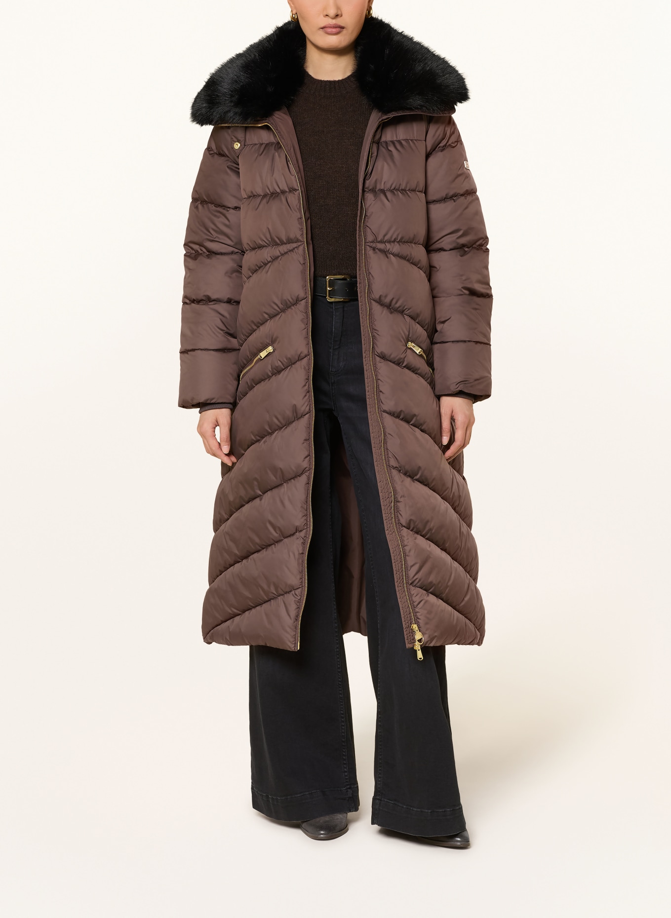 BARBOUR INTERNATIONAL LONGLINE CYRUS Quilted Coat: BROWN