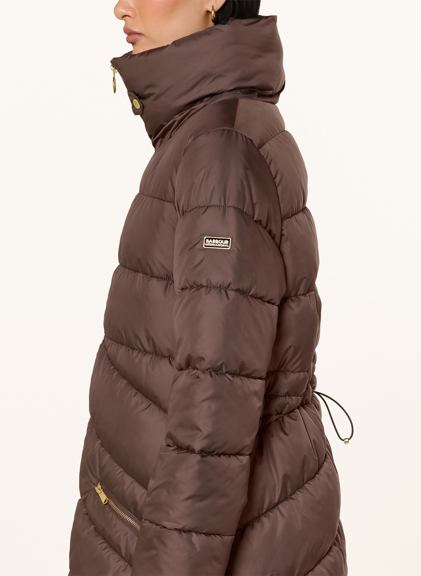 BARBOUR INTERNATIONAL LONGLINE CYRUS Quilted Coat: BROWN
