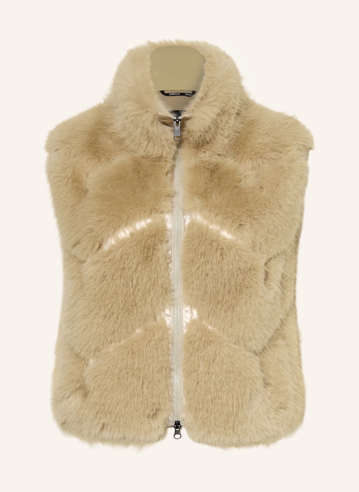 SPORTALM Gilet en fausse fourrure avec mélange de matières: BEIGE / OR