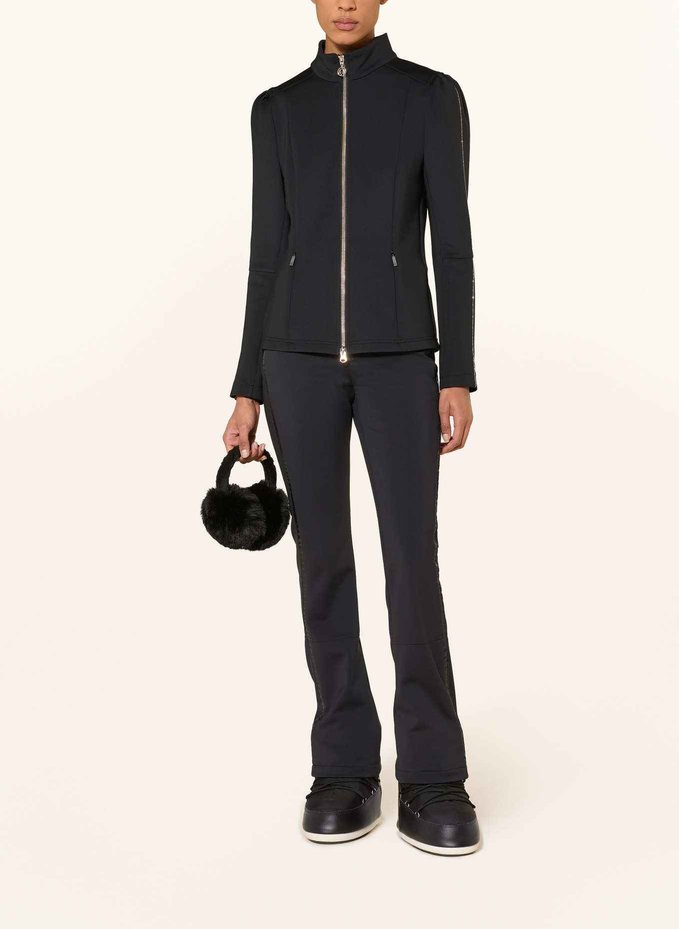 SPORTALM Midlayer-Jacke mit Schmucksteinen: SCHWARZ