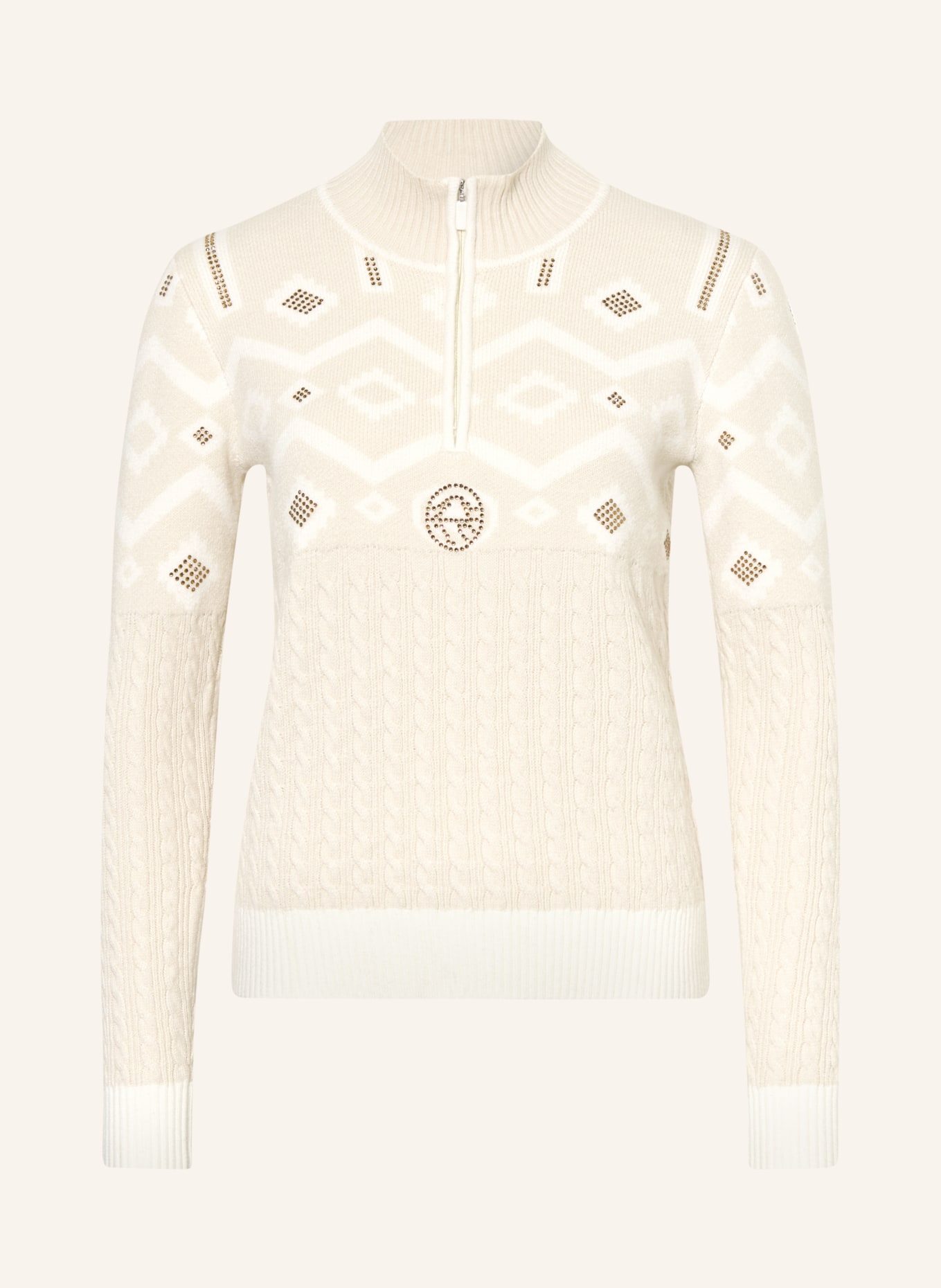 SPORTALM Troyer mit Schmucksteinen: BEIGE / GOLD / CREME