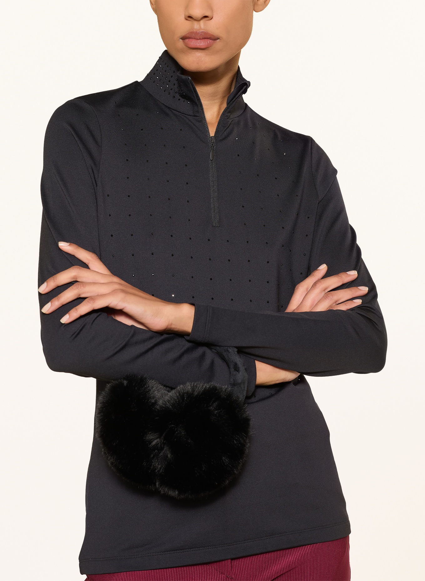 SPORTALM Midlayer mit Schmucksteinen: SCHWARZ