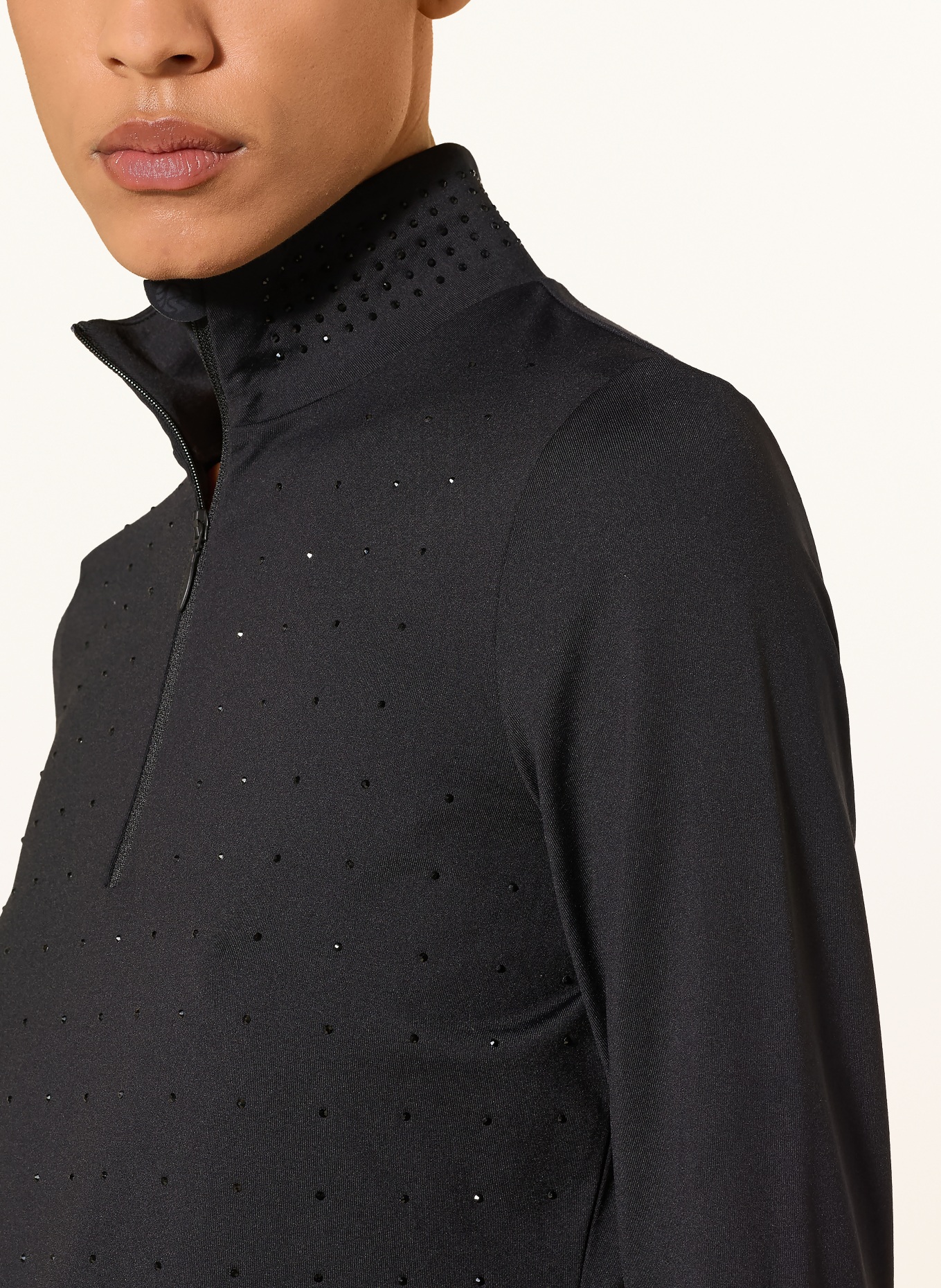 SPORTALM Midlayer mit Schmucksteinen: SCHWARZ