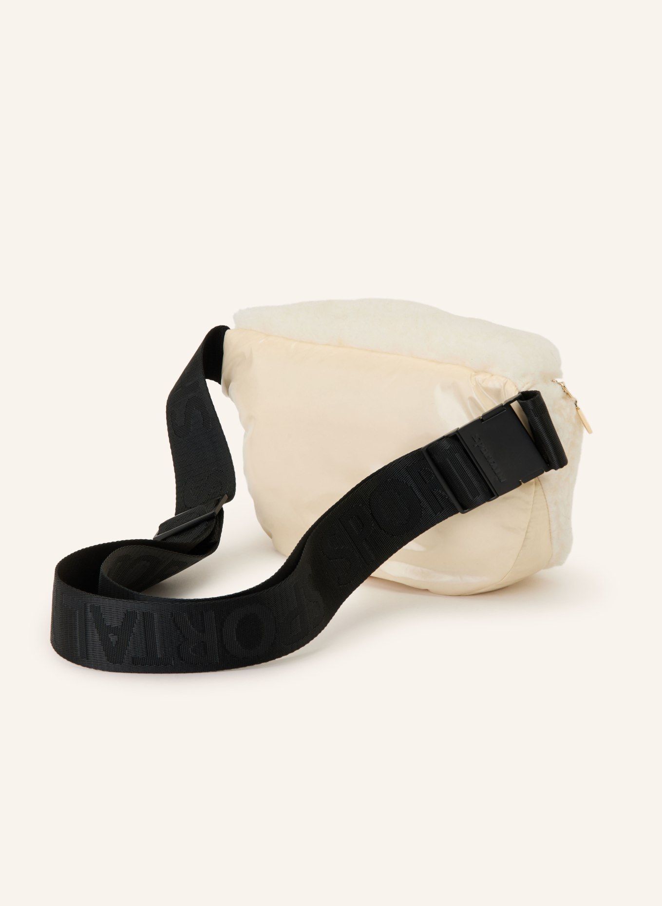SPORTALM Belt bag with teddy fur: ECRU / GOLD / BLACK