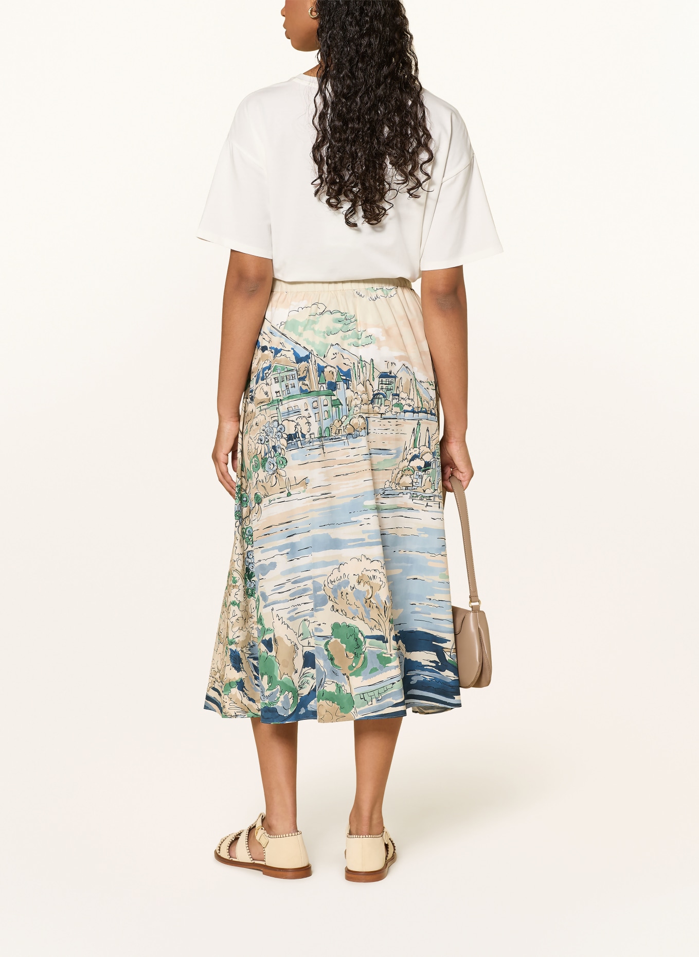 WEEKEND Max Mara TERZO blouse shirt in a blend of materials including silk: BLUE / BEIGE / WHITE