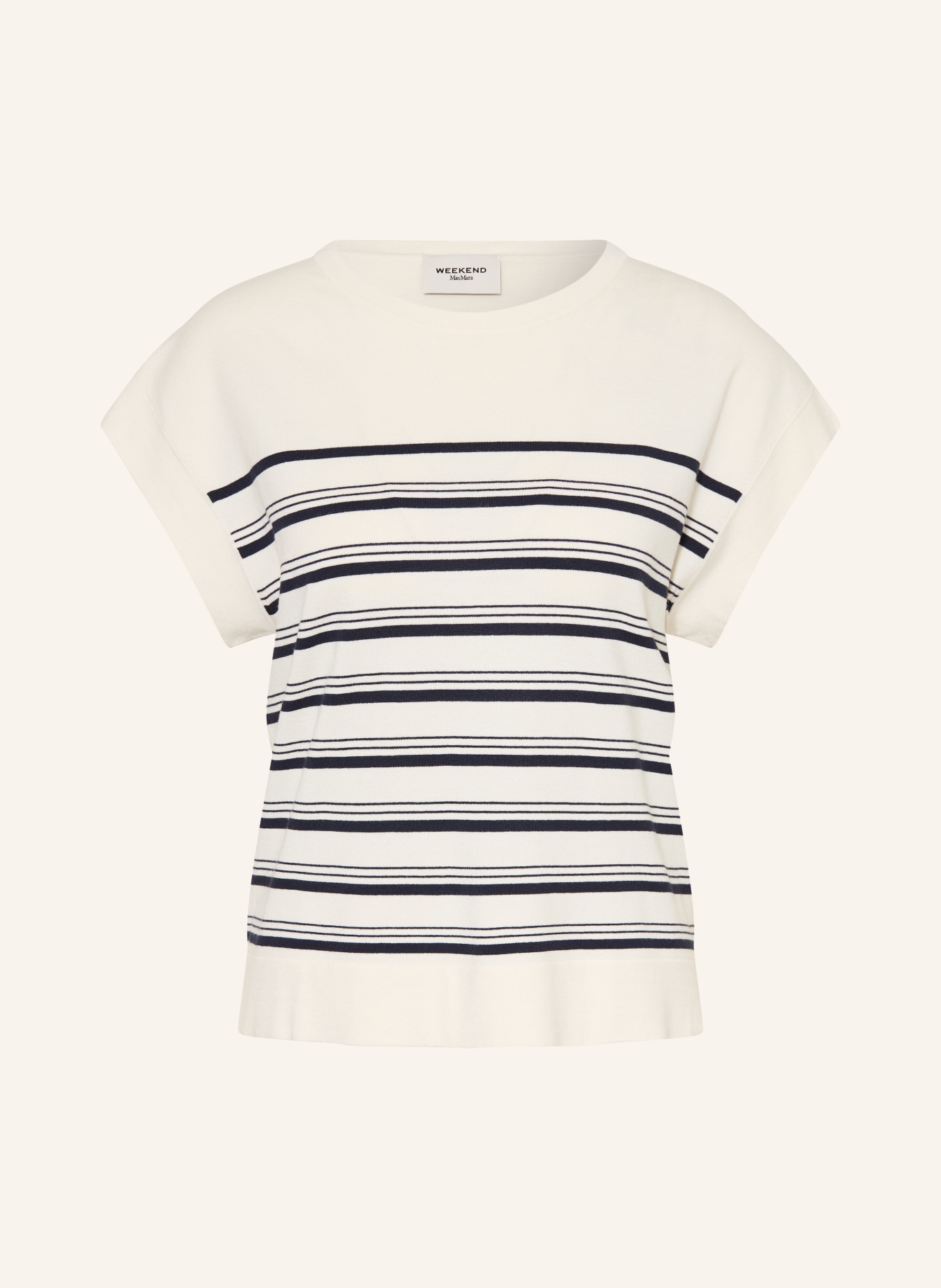 WEEKEND Max Mara UFO Knit Shirt: ECRU / DARK BLUE