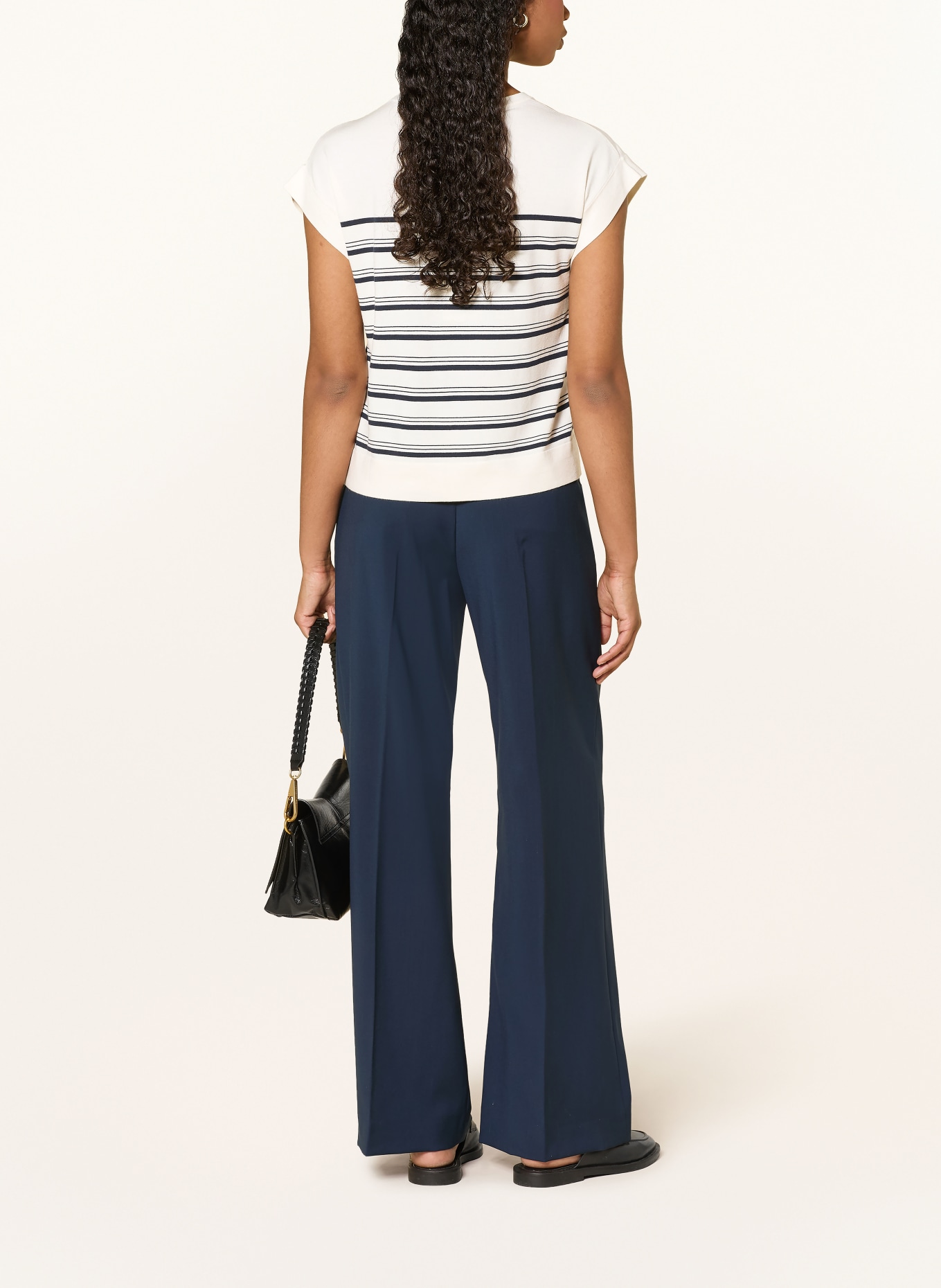 WEEKEND Max Mara UFO Knit Shirt: ECRU / DARK BLUE
