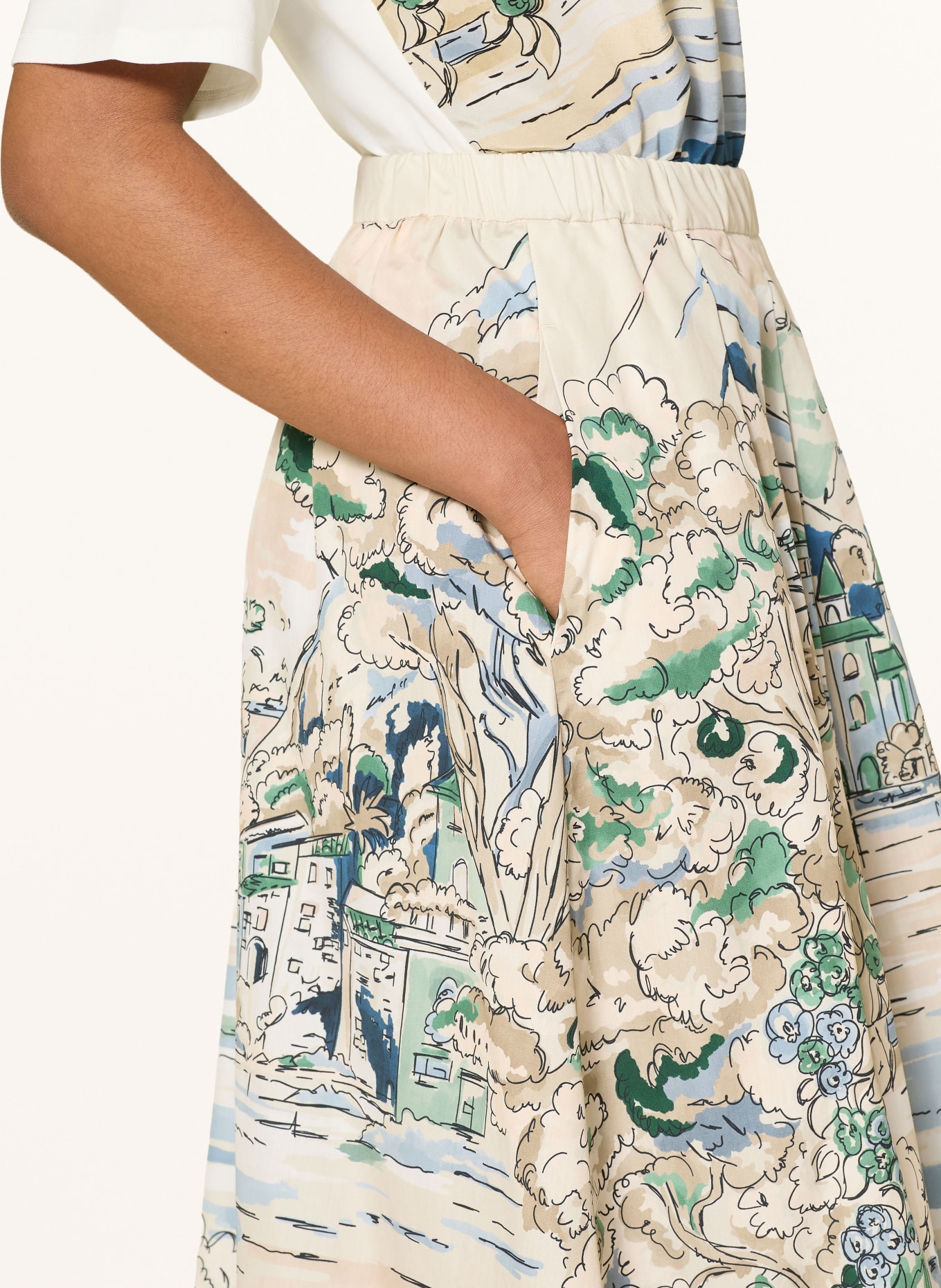 WEEKEND Max Mara Pleated Skirt ADEPTO: BLUE / BEIGE / GREEN