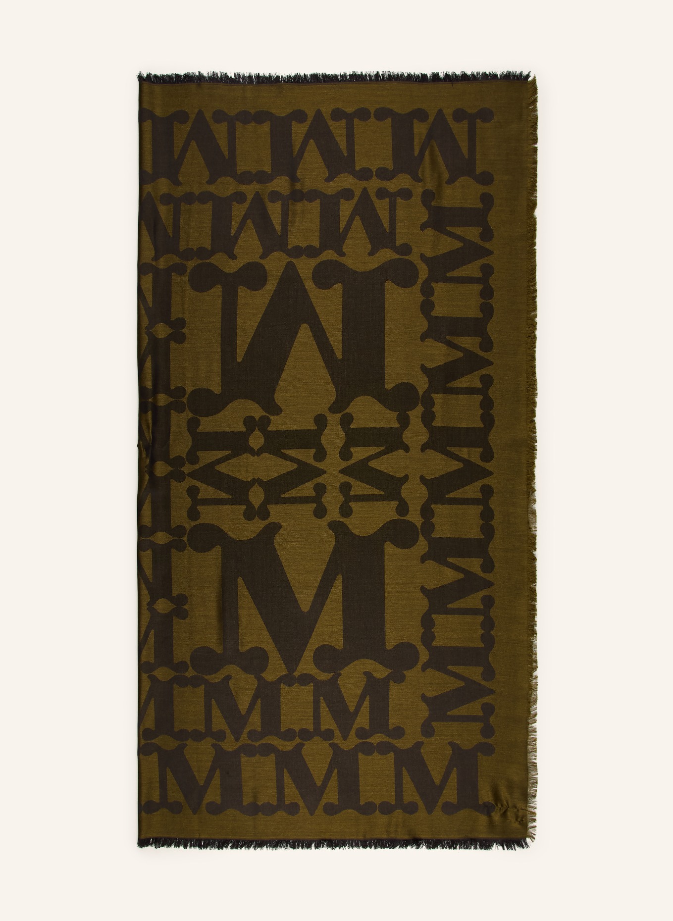 Max Mara EDRO scarf with silk: KHAKI / DARK GREEN