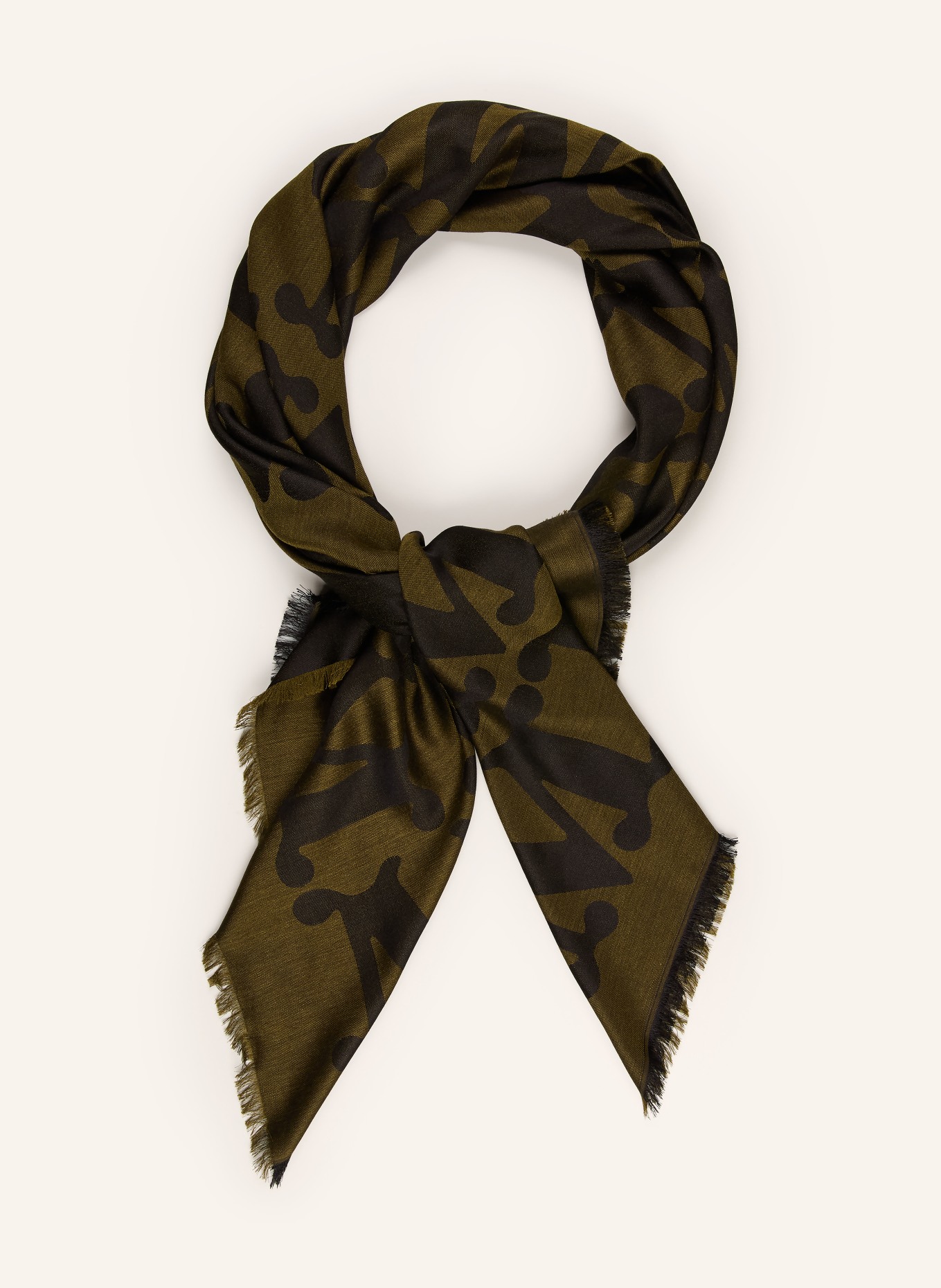 Max Mara EDRO scarf with silk: KHAKI / DARK GREEN