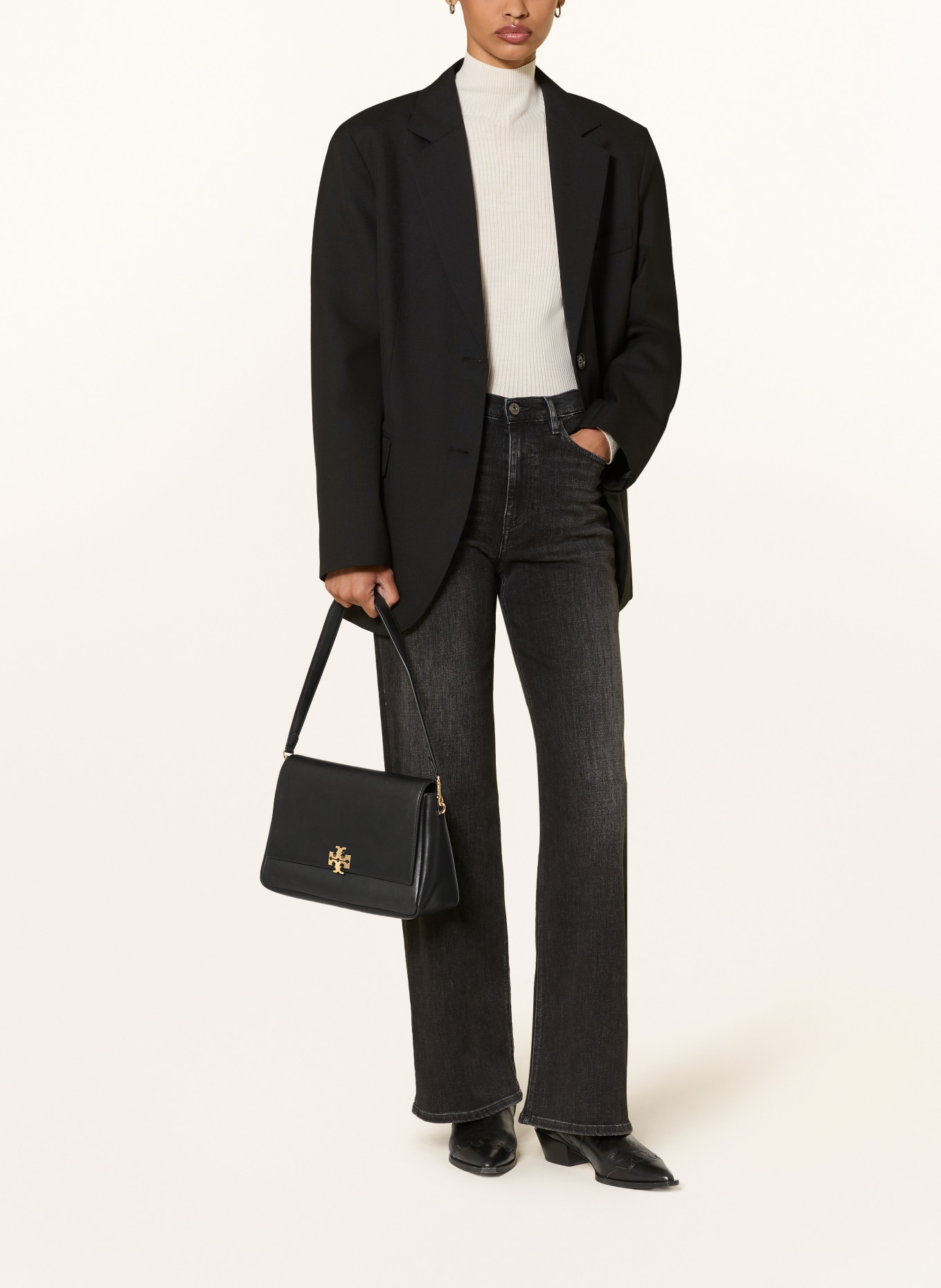 TORY BURCH Schultertasche CHARLIE: SCHWARZ