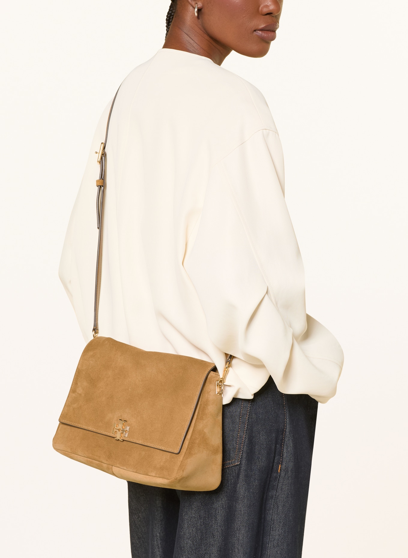TORY BURCH Umhängetasche CHARLIE: CAMEL / GOLD