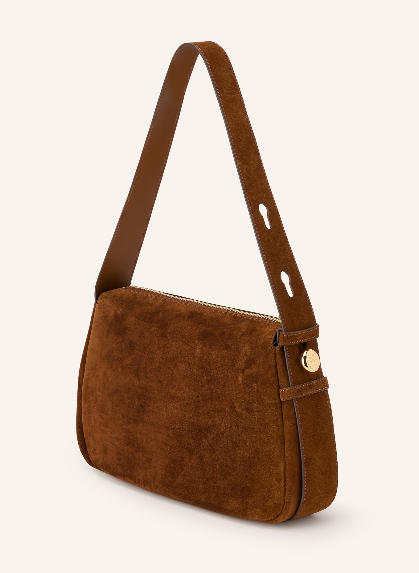 TORY BURCH Schoudertas ROMY: BRUIN / GOUD