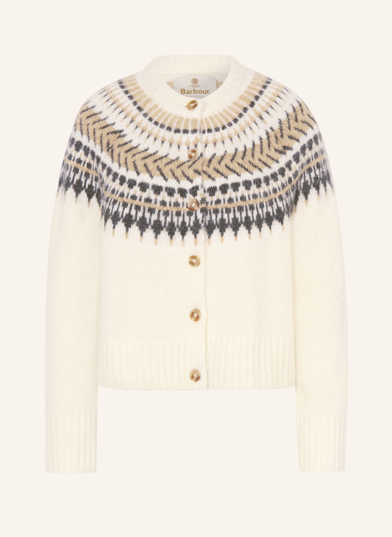 Barbour Strickjacke PAULINE mit Alpaka: HELLBRAUN / CAMEL / DUNKELGRAU