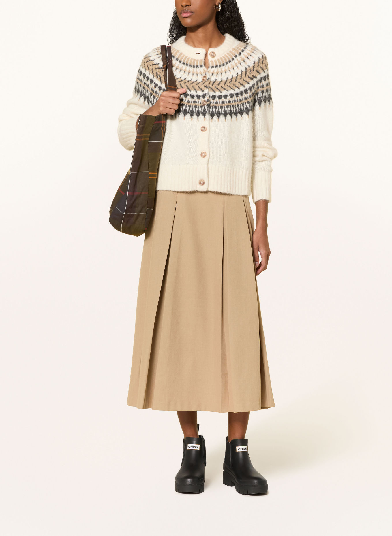 Barbour Strickjacke PAULINE mit Alpaka: HELLBRAUN / CAMEL / DUNKELGRAU