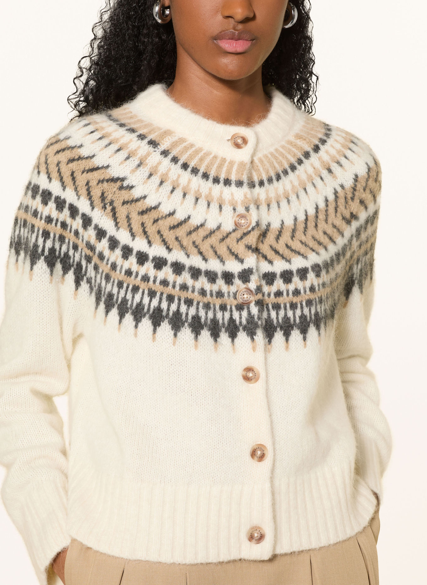 Barbour Strickjacke PAULINE mit Alpaka: HELLBRAUN / CAMEL / DUNKELGRAU