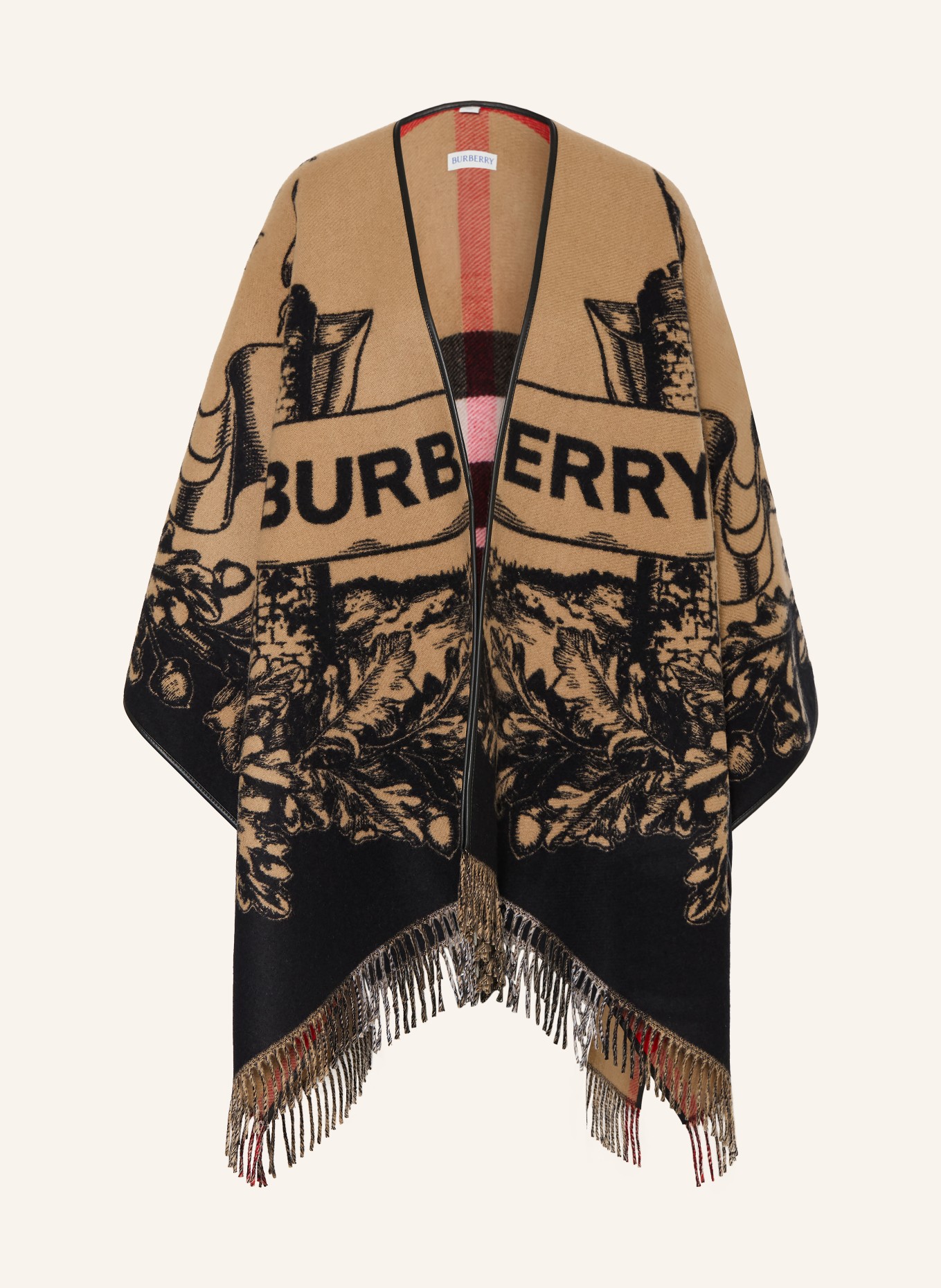 BURBERRY GALLANT KNIGHT Cape: BEIGE / RED / BLACK