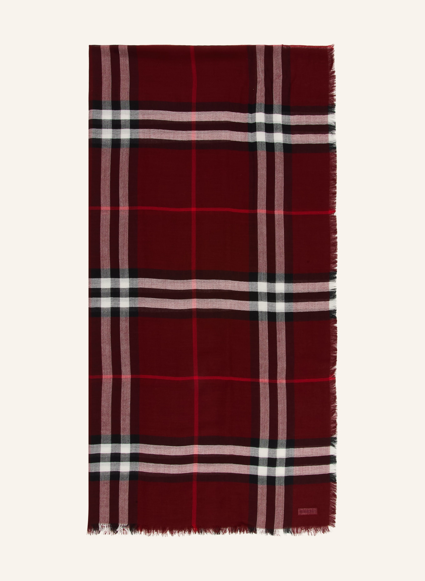 BURBERRY Schal: DUNKELROT / WEISS / SCHWARZ