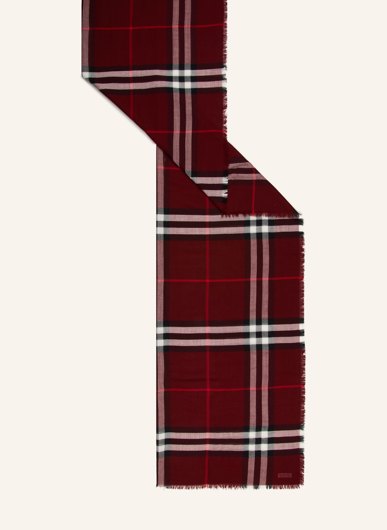 BURBERRY Schal: DUNKELROT / WEISS / SCHWARZ