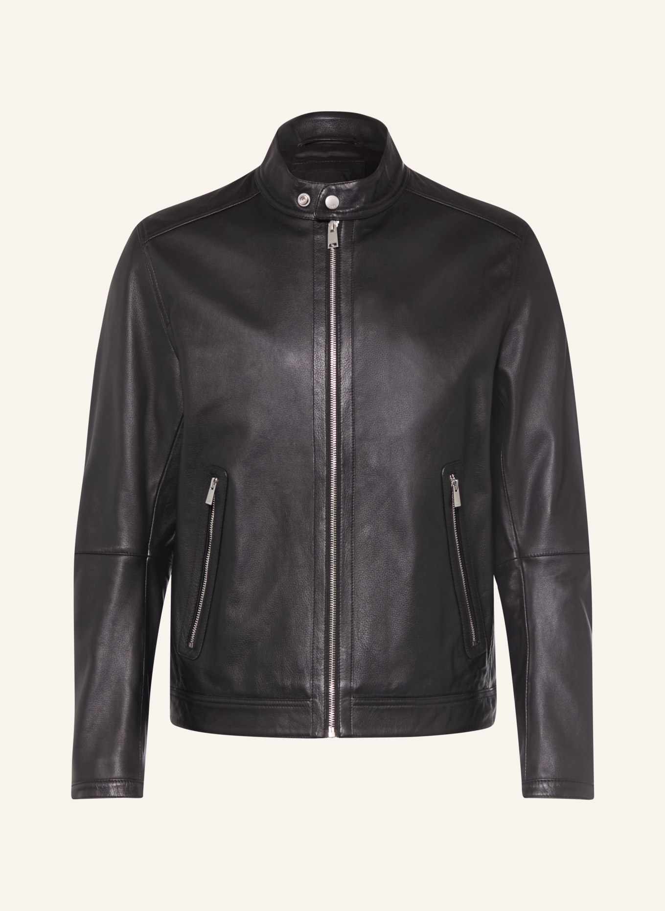 BOSS MANSELL Leather Jacket: BLACK