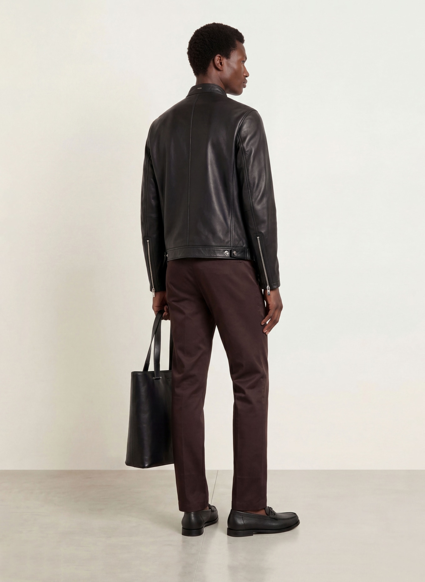 BOSS MANSELL Leather Jacket: BLACK