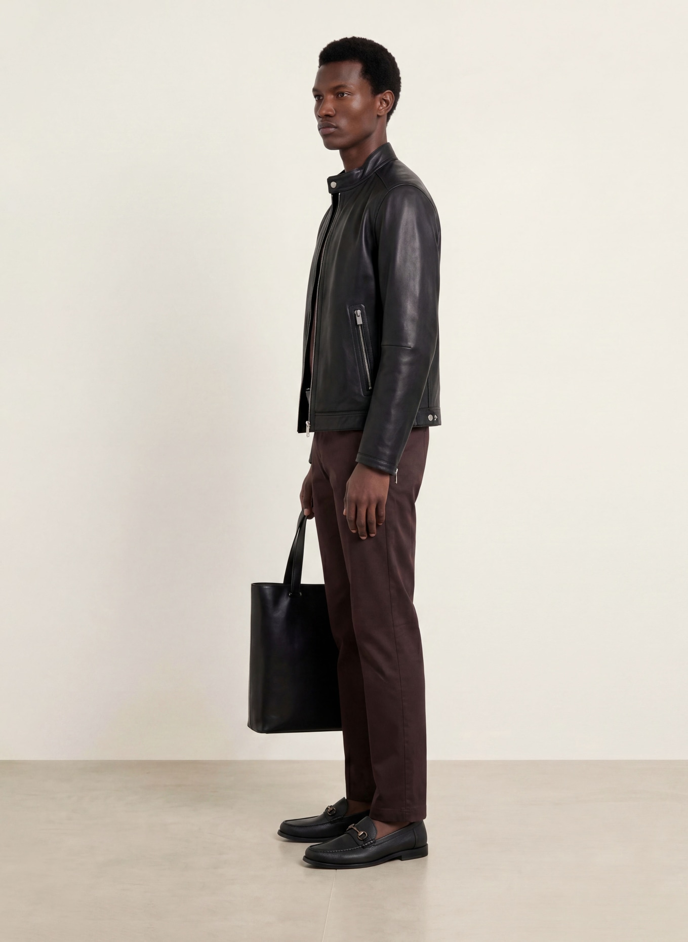 BOSS MANSELL Leather Jacket: BLACK