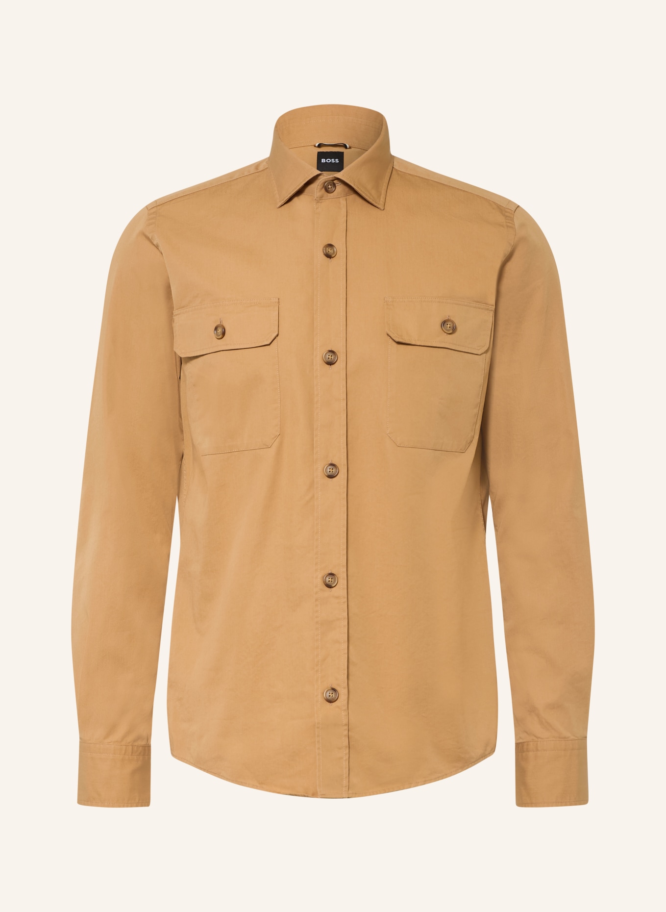 BOSS ROB Casual Fit Shirt: BEIGE