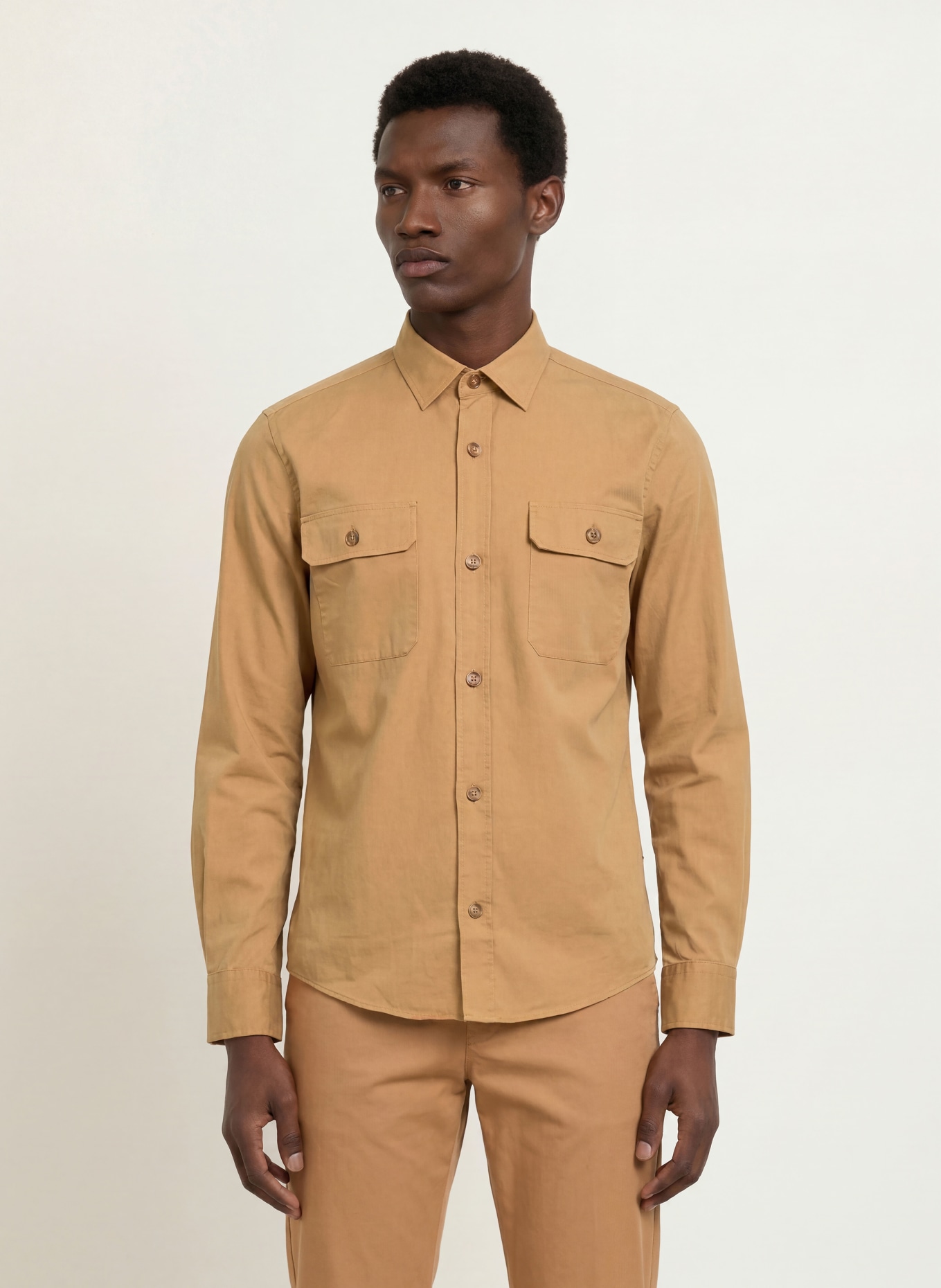 BOSS ROB Casual Fit Shirt: BEIGE