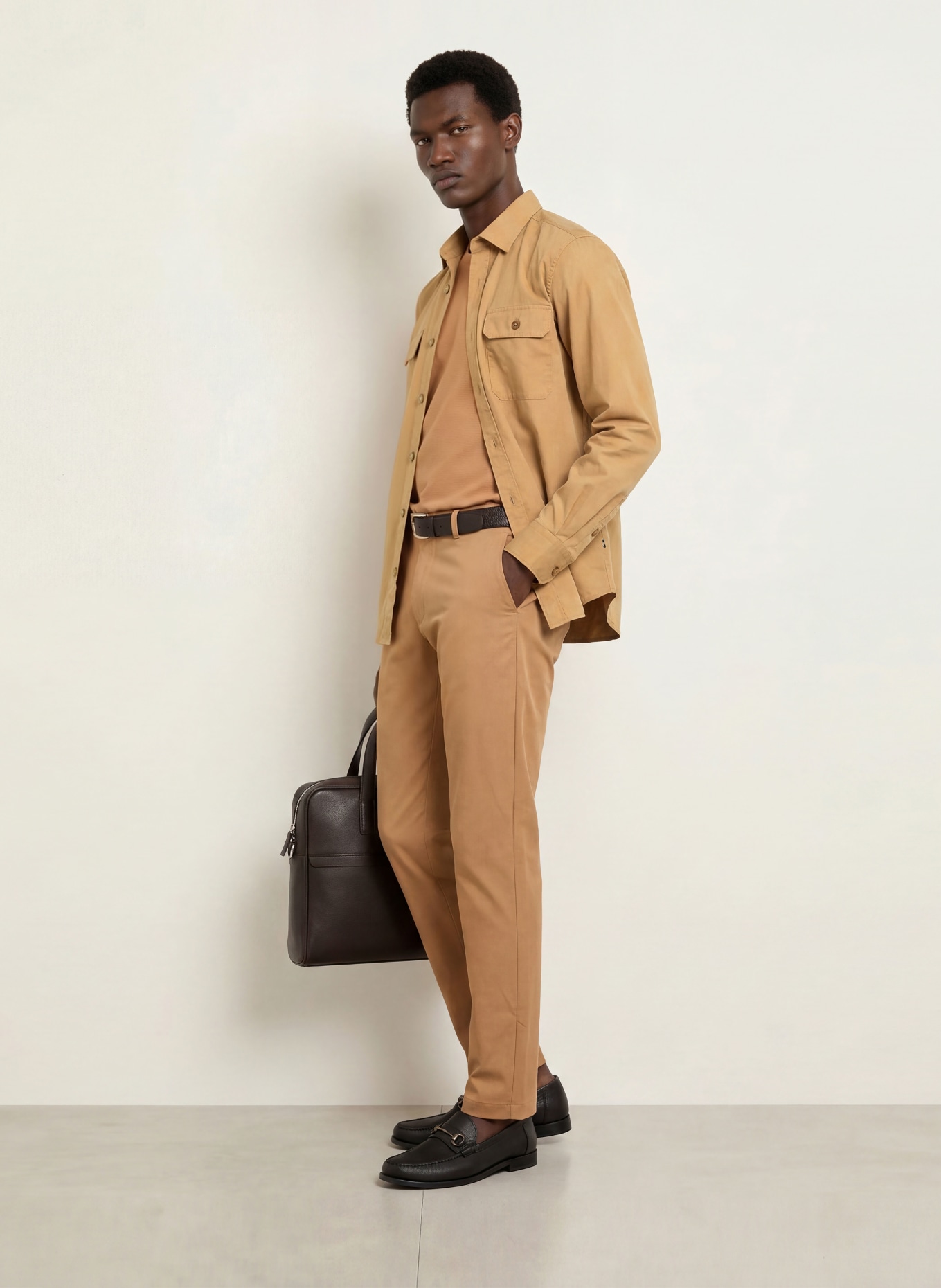 BOSS ROB Casual Fit Shirt: BEIGE