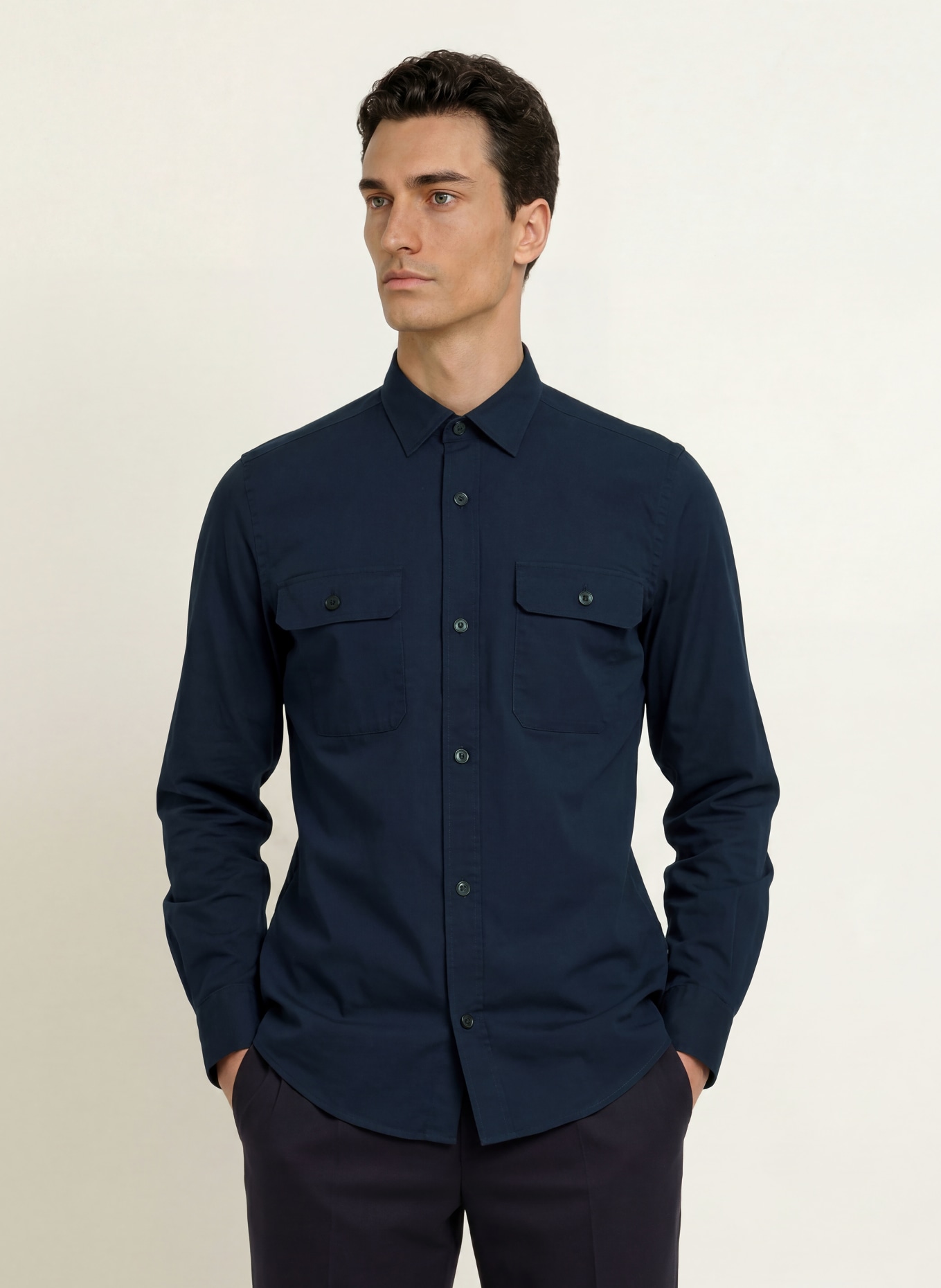 BOSS ROB Casual Fit Shirt: DARK BLUE