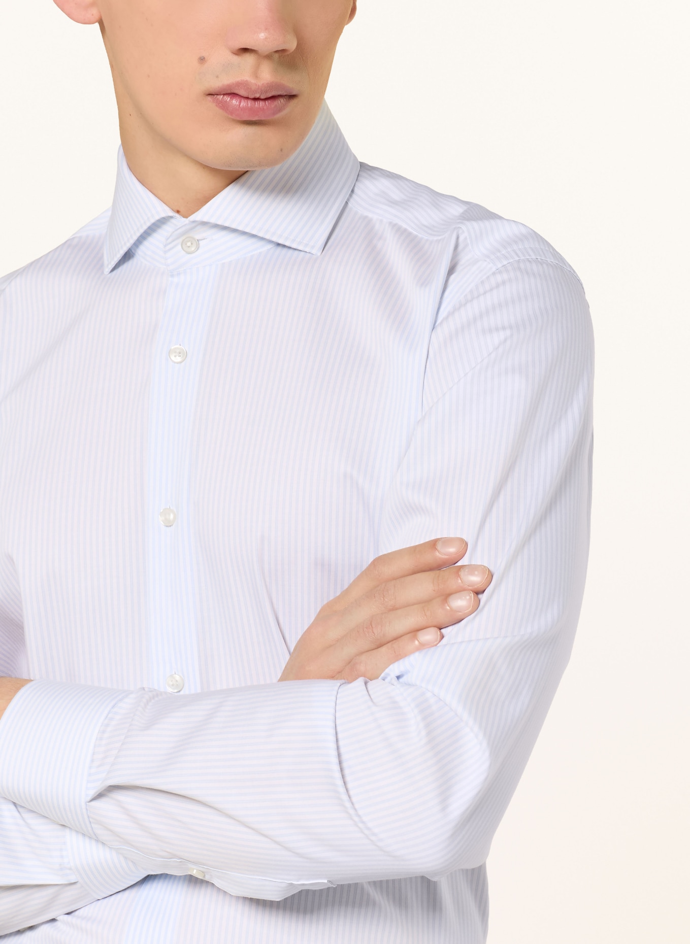 BOSS HANK Slim Fit Shirt: LIGHT BLUE / WHITE