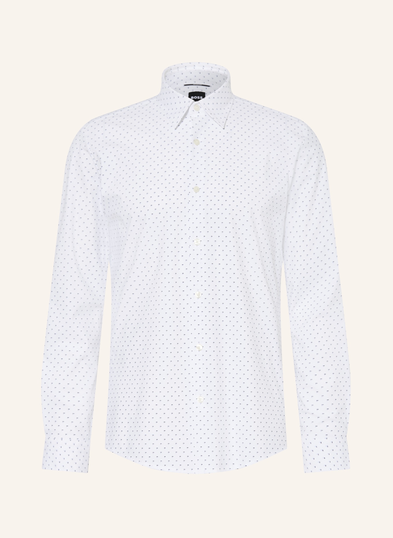 BOSS ROAN Slim Fit Shirt: WHITE / LIGHT BLUE / BLACK