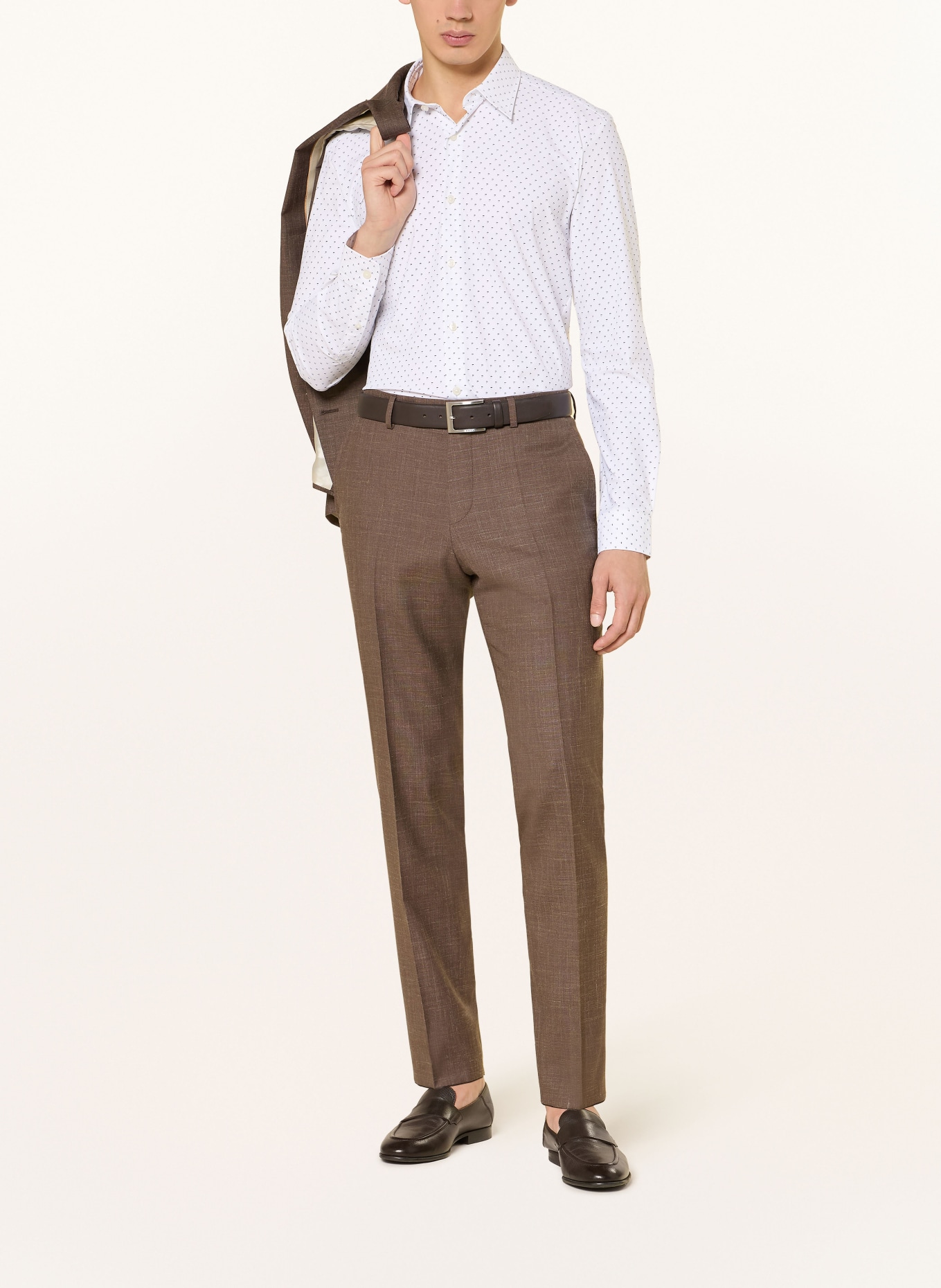 BOSS ROAN Slim Fit Shirt: WHITE / LIGHT BLUE / BLACK