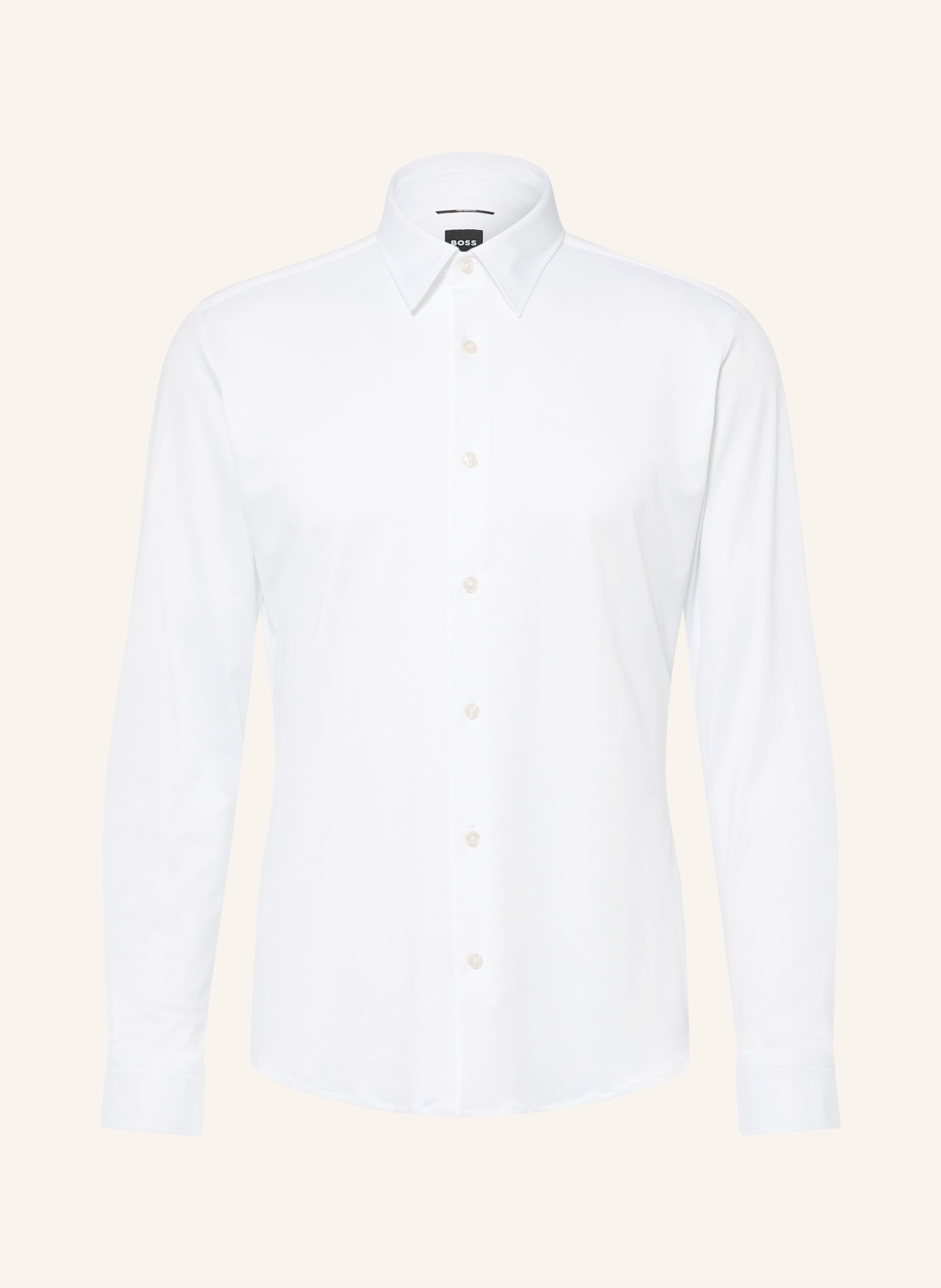BOSS ROAN Slim Fit Piqué Shirt: WHITE