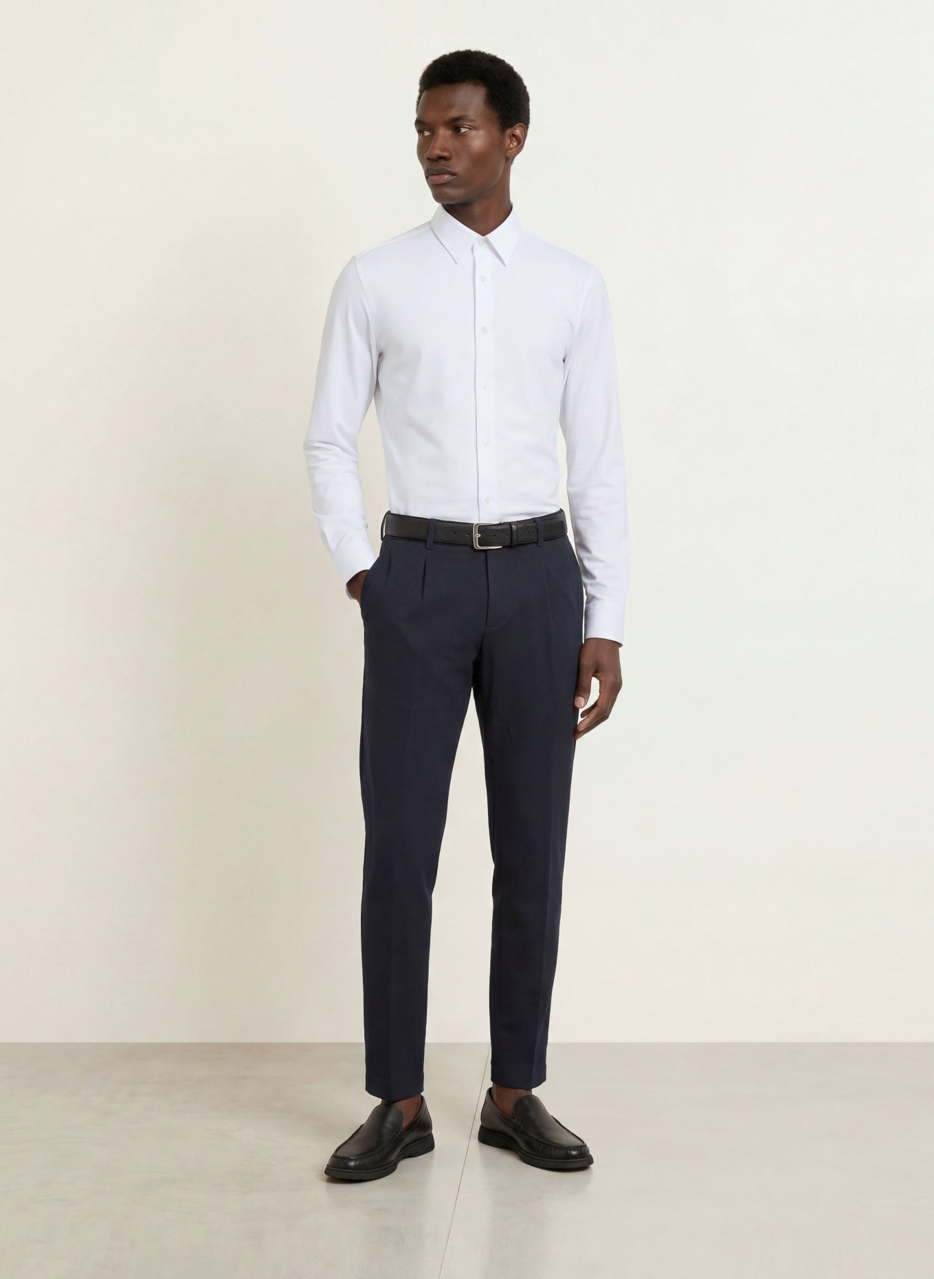 BOSS ROAN Slim Fit Piqué Shirt: WHITE