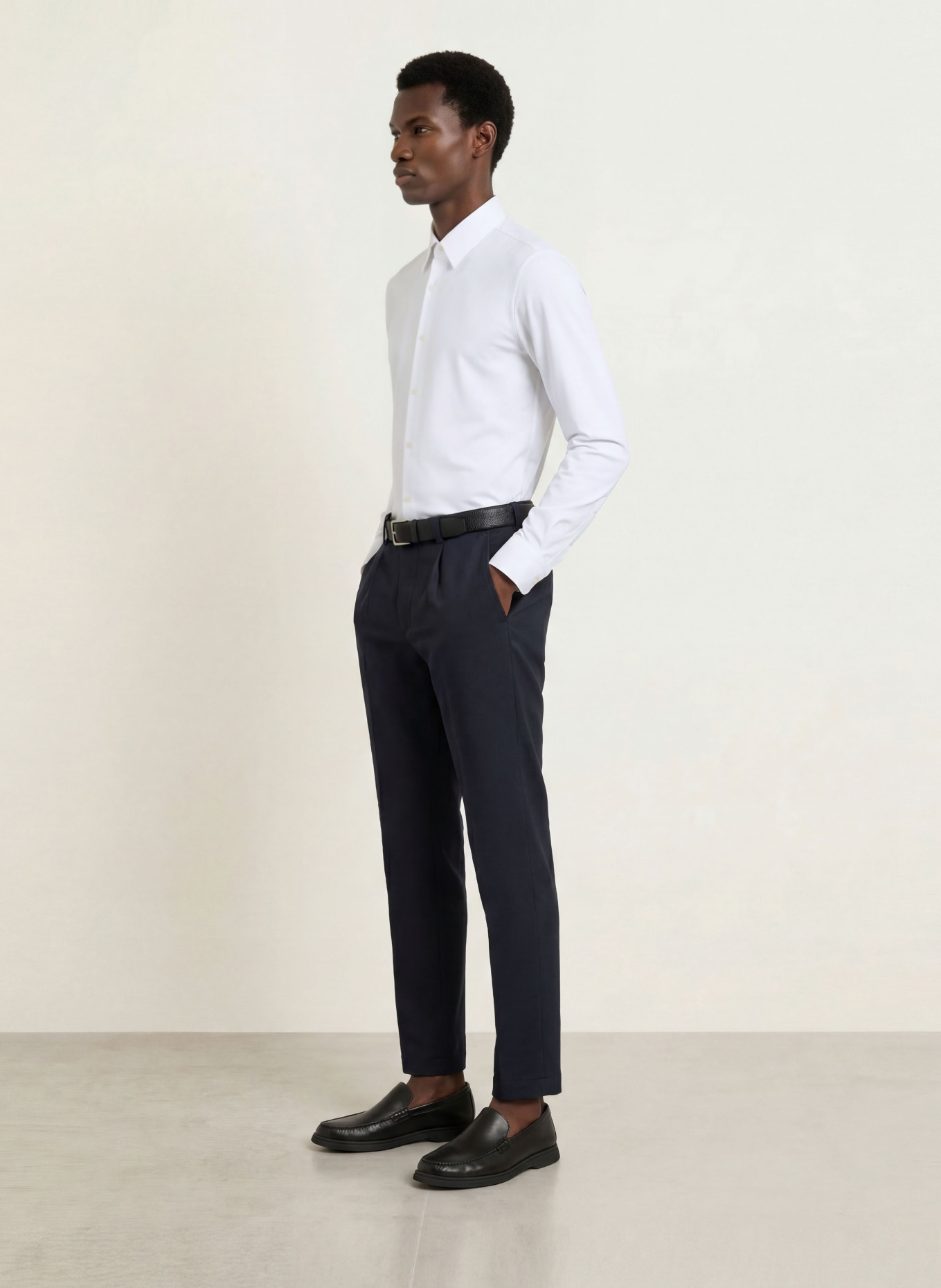 BOSS ROAN Slim Fit Piqué Shirt: WHITE