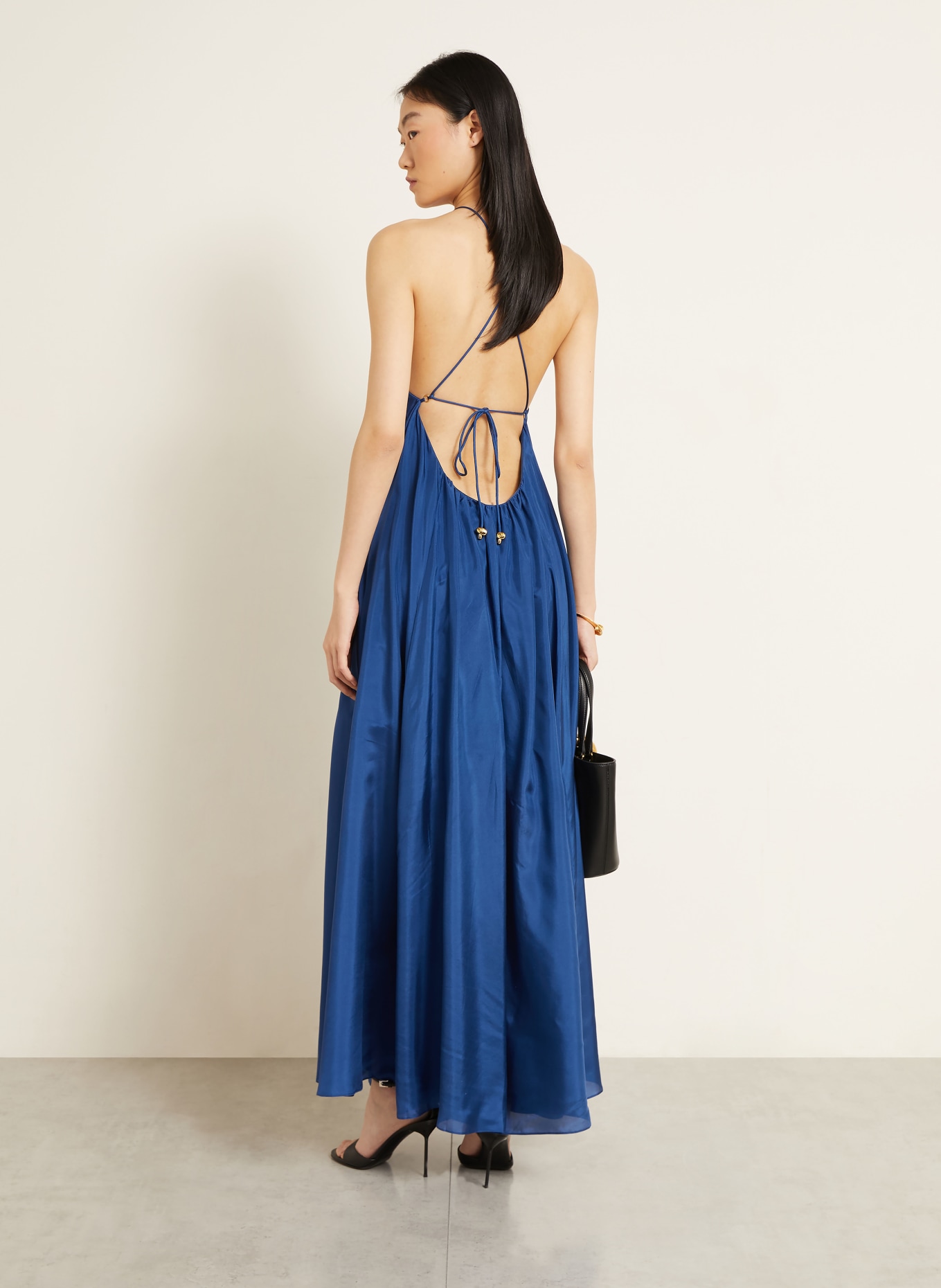 ZIMMERMANN Robe en soie ASTER GATHERED BEAD avec pierres décoratives: BLEU