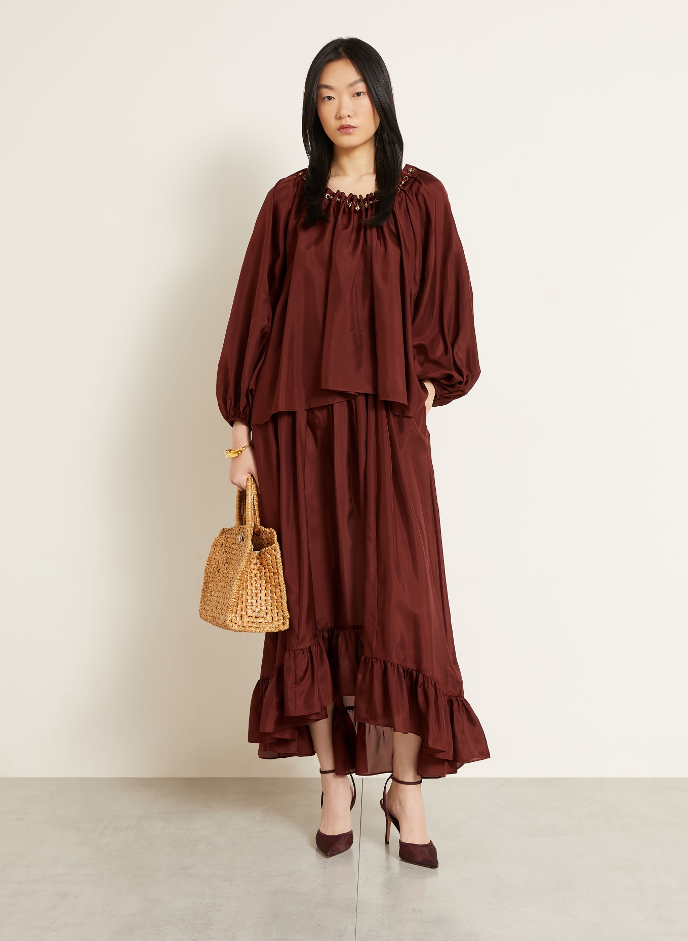 ZIMMERMANN ASTER Blouse Shirt: DARK RED