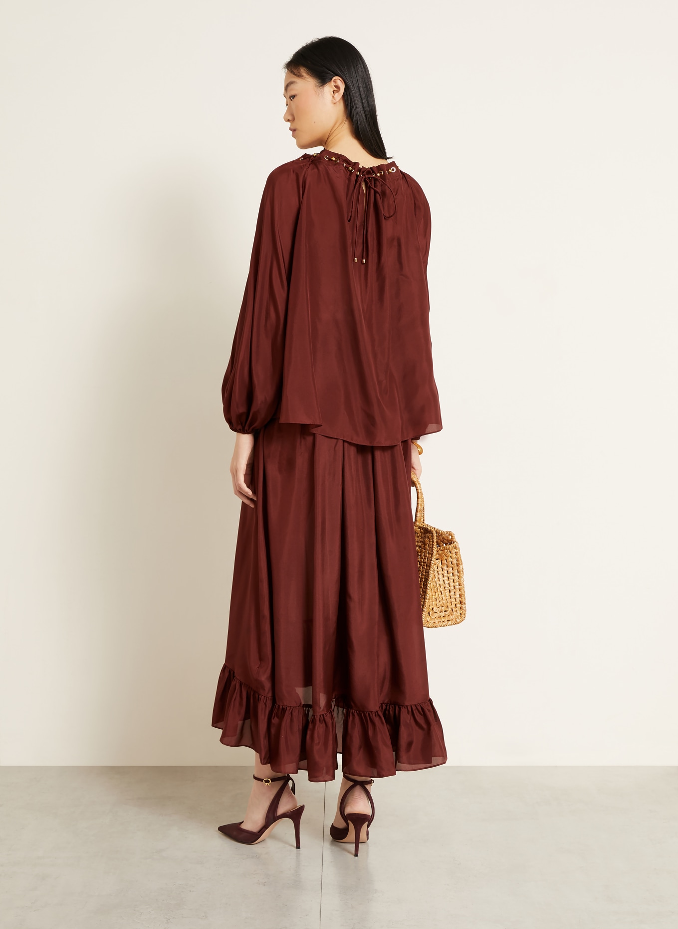 ZIMMERMANN ASTER Blouse Shirt: DARK RED