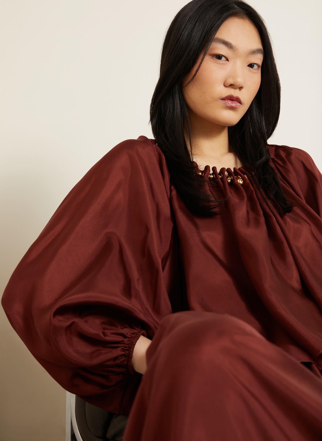 ZIMMERMANN ASTER Blouse Shirt: DARK RED