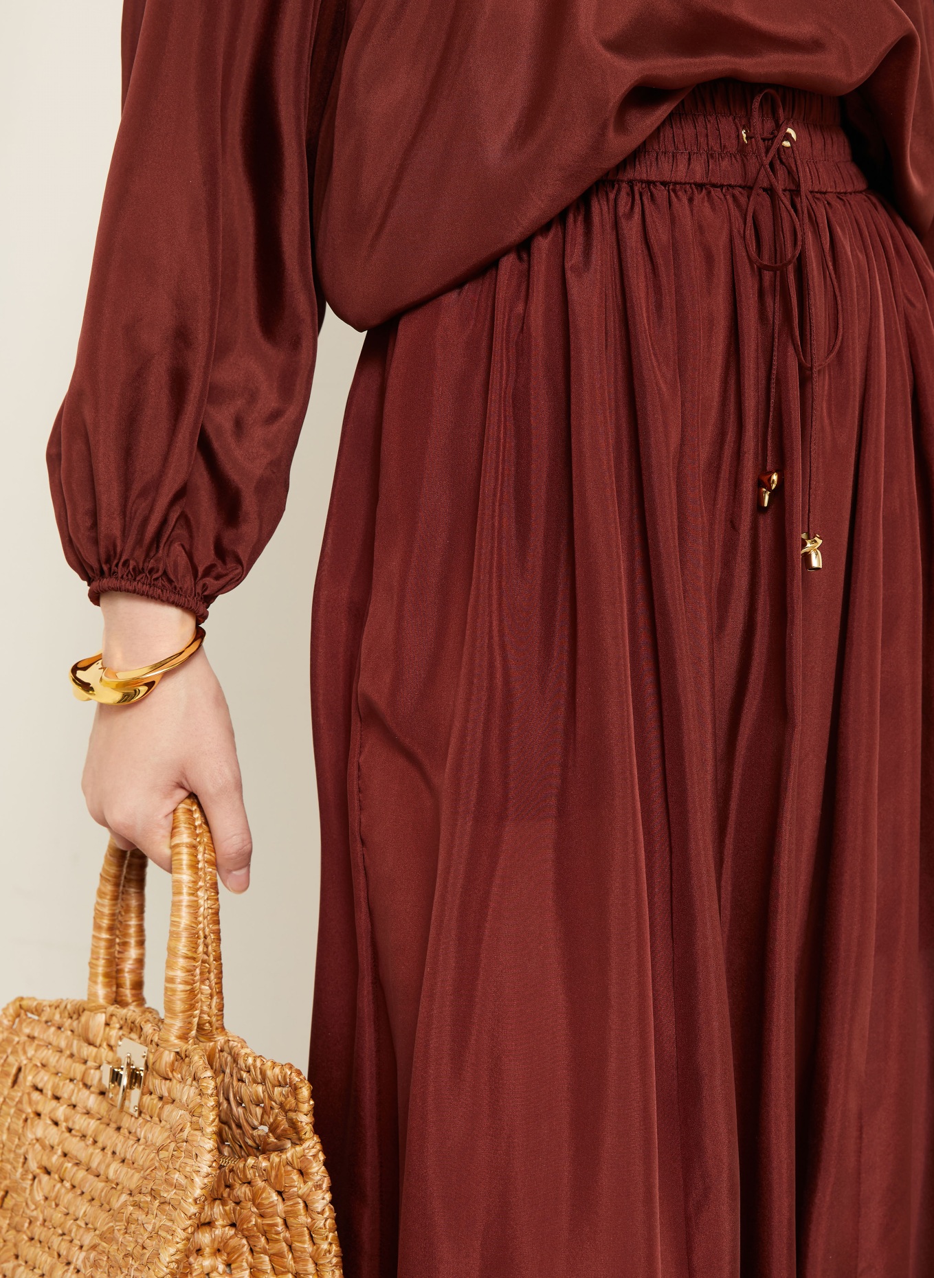 ZIMMERMANN ASTER Silk Skirt: DARK RED