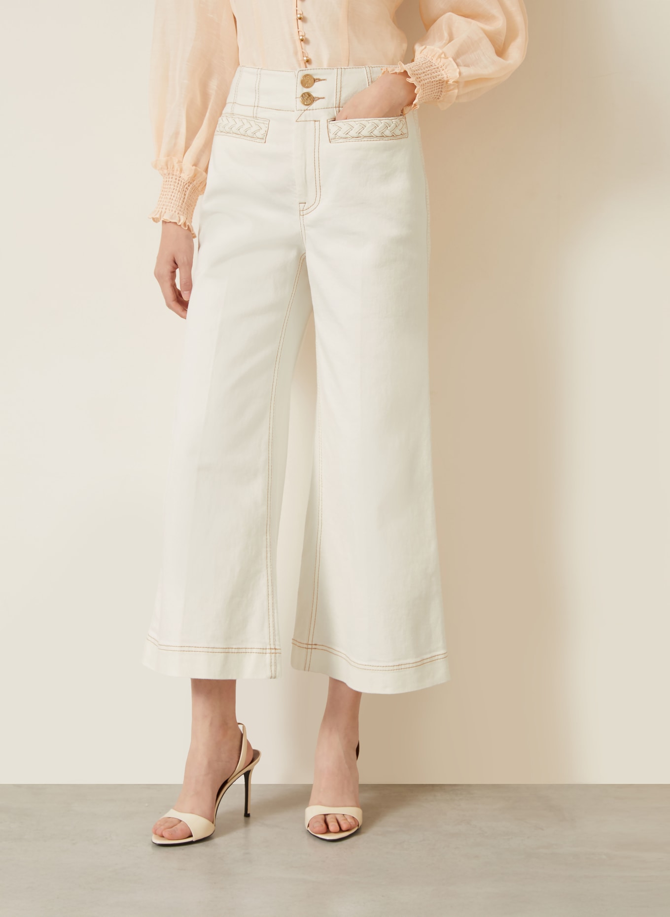 ZIMMERMANN Cropped-Jeans ROSELIGHT: VINTAGE CREAM