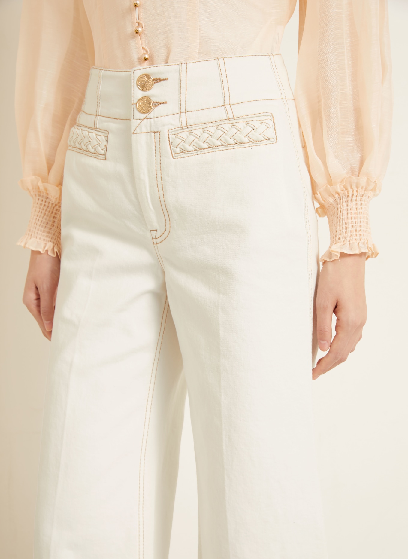 ZIMMERMANN Cropped-Jeans ROSELIGHT: VINTAGE CREAM