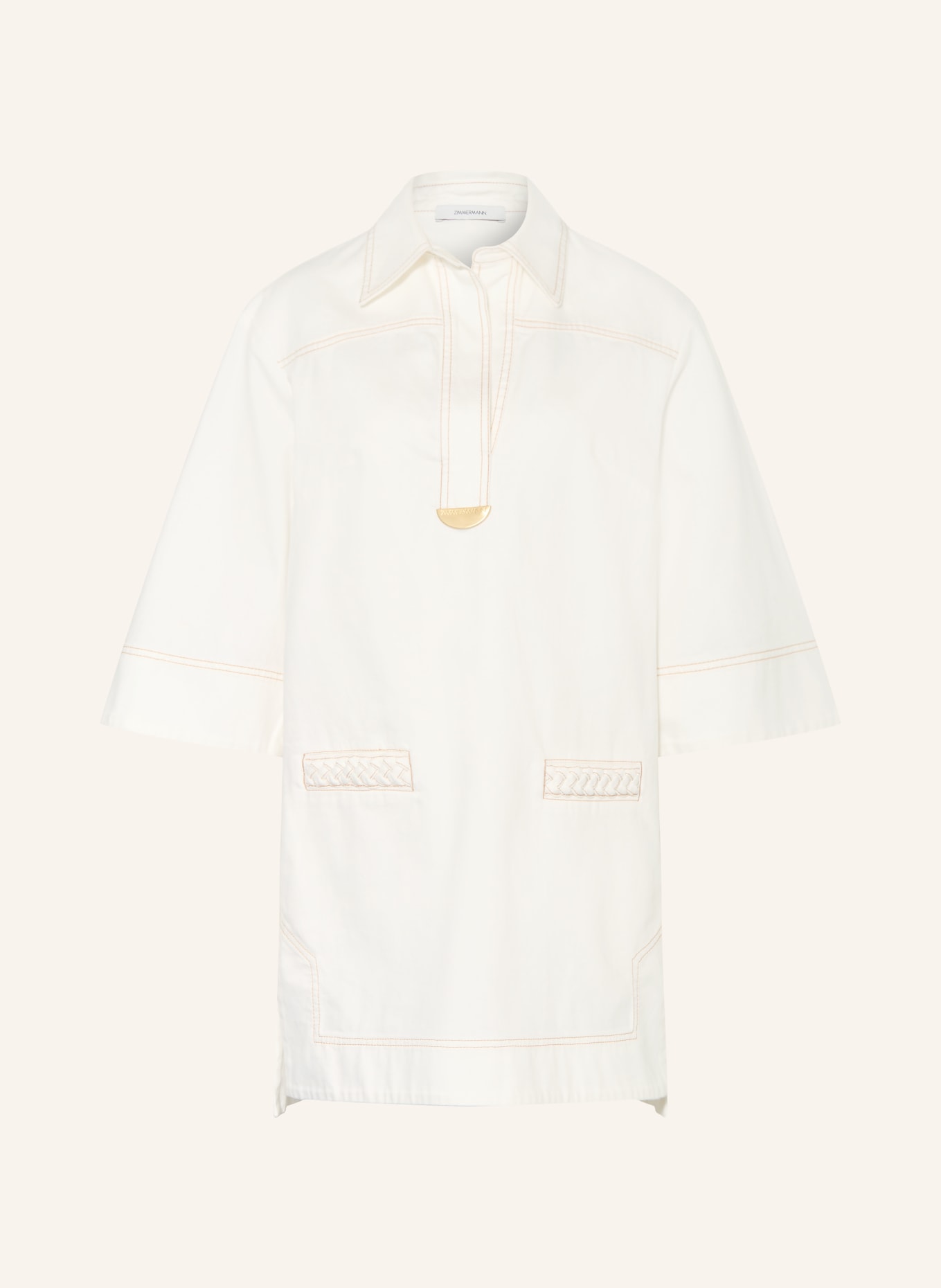 ZIMMERMANN ROSELIGHT denim dress with 3/4 sleeves: CREAM