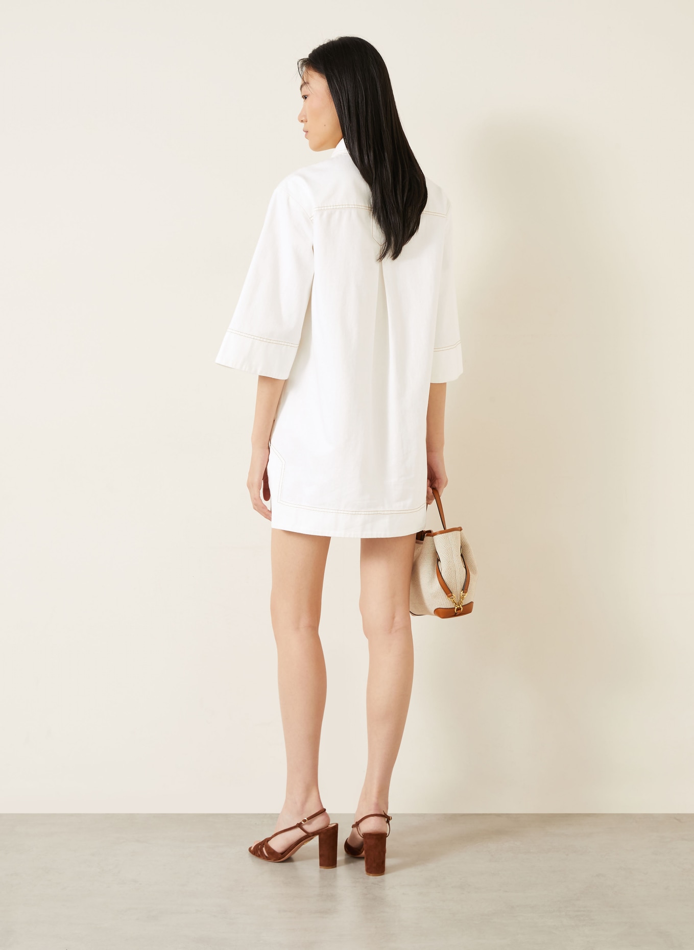 ZIMMERMANN ROSELIGHT denim dress with 3/4 sleeves: CREAM