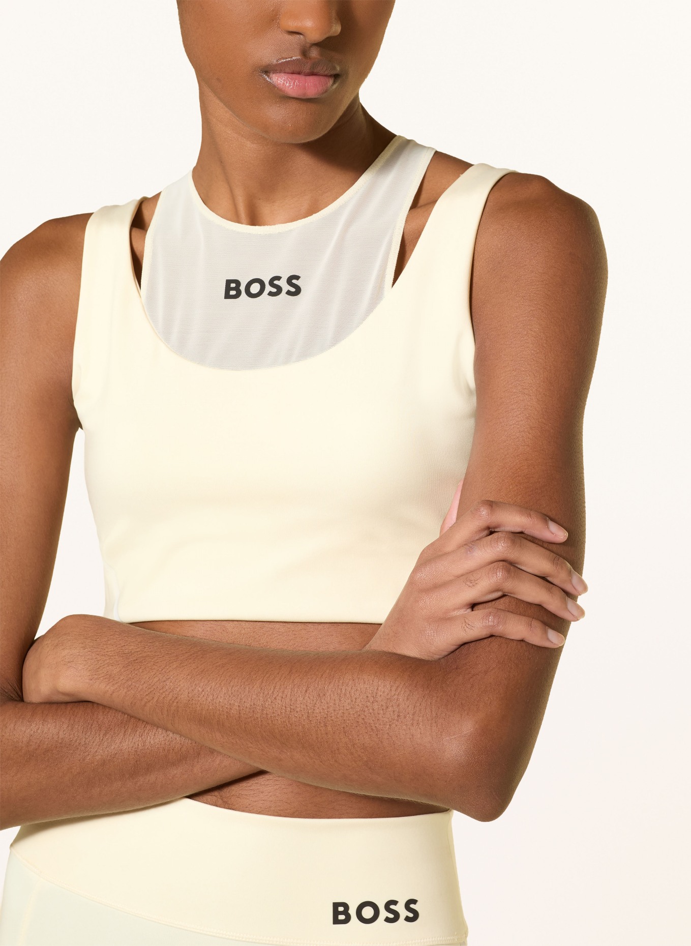 BOSS Sport-BH EKADEN mit Mesh: HELLGELB / WEISS